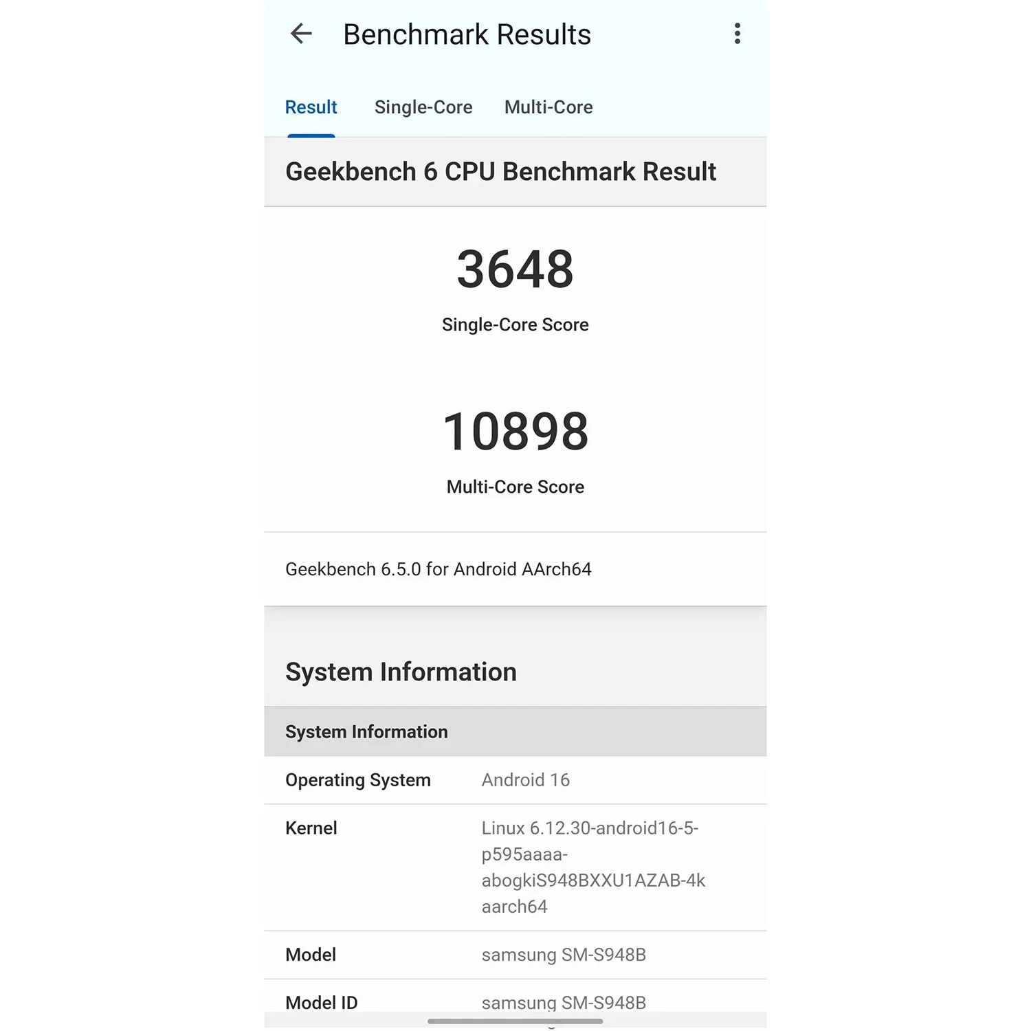 Điểm Geekbench 6
