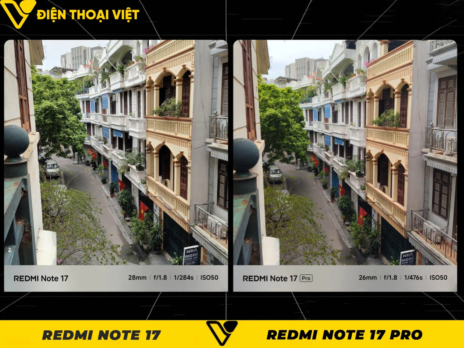 So sánh ảnh chụp bằng camera chính của REDMI Note 17 Pro vs REDMI Note 17