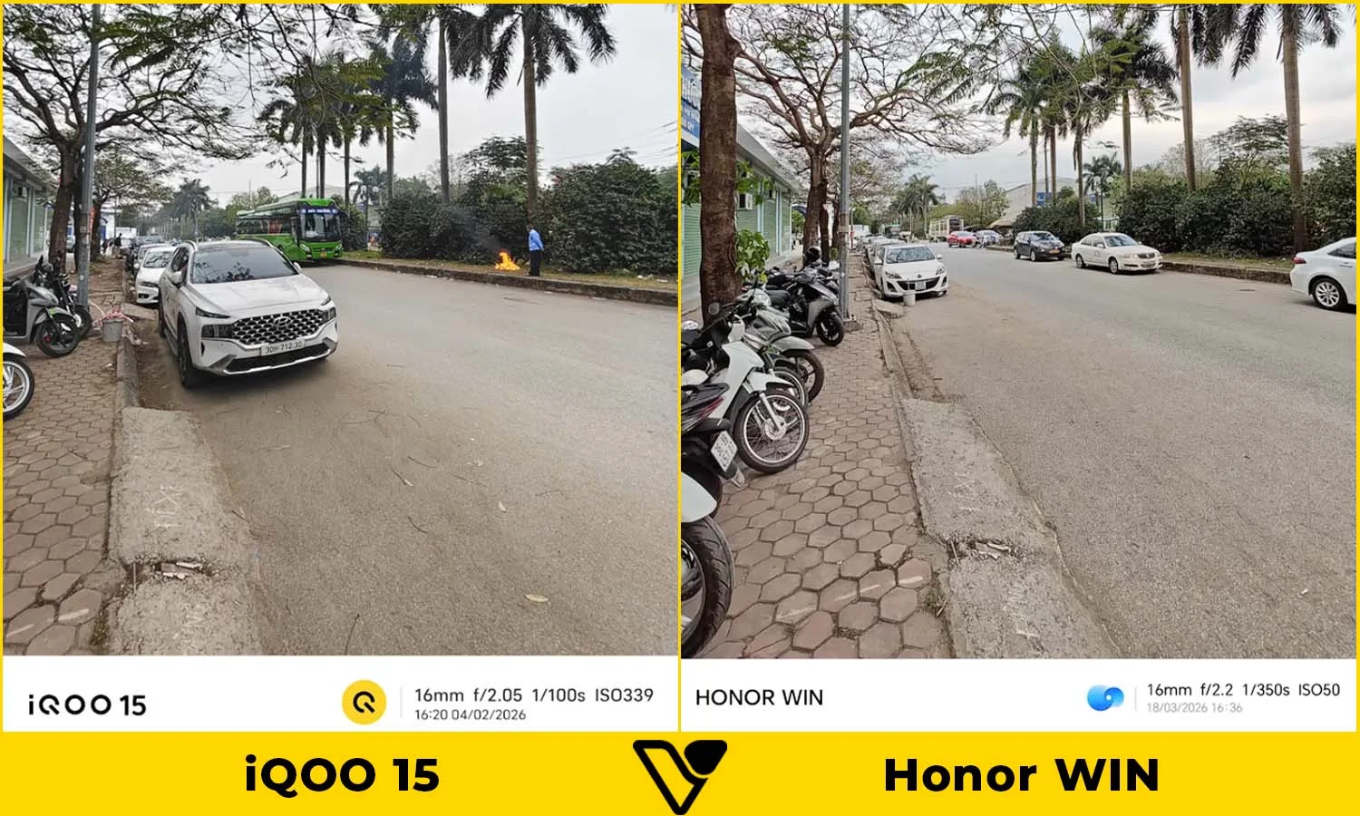 So sánh ảnh chụp thực tế iQOO 15 vs Honor WIN
