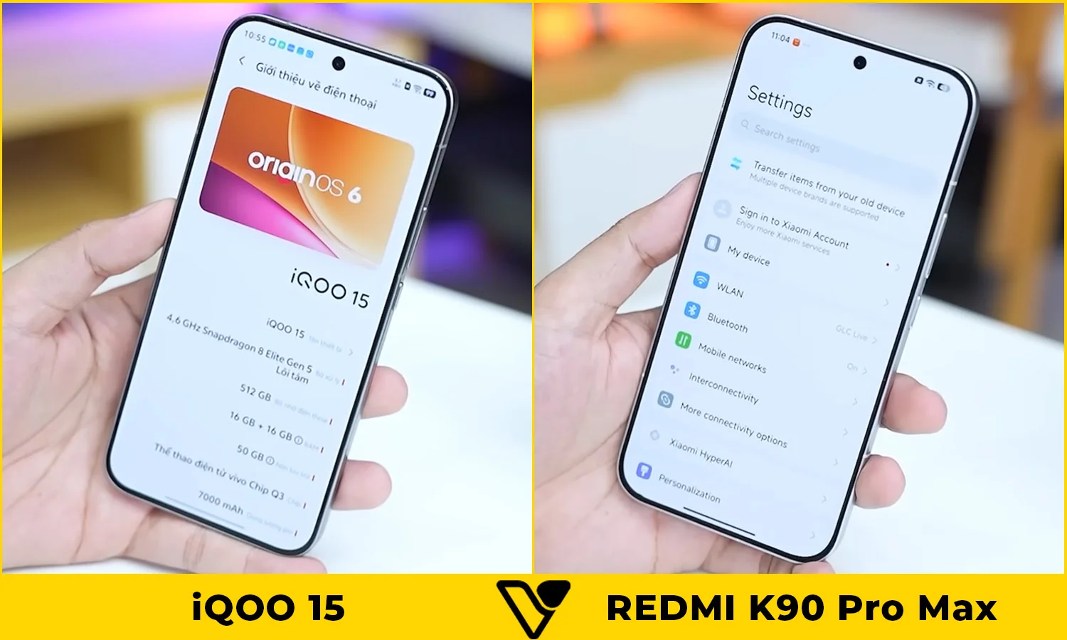 So sánh màn hình iQOO 15 vs REDMI K90 Pro Max