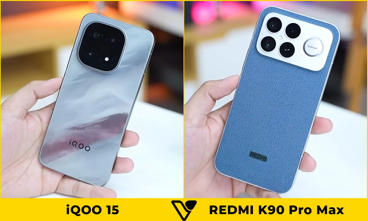 So sánh thiết kế iQOO 15 vs REDMI K90 Pro Max