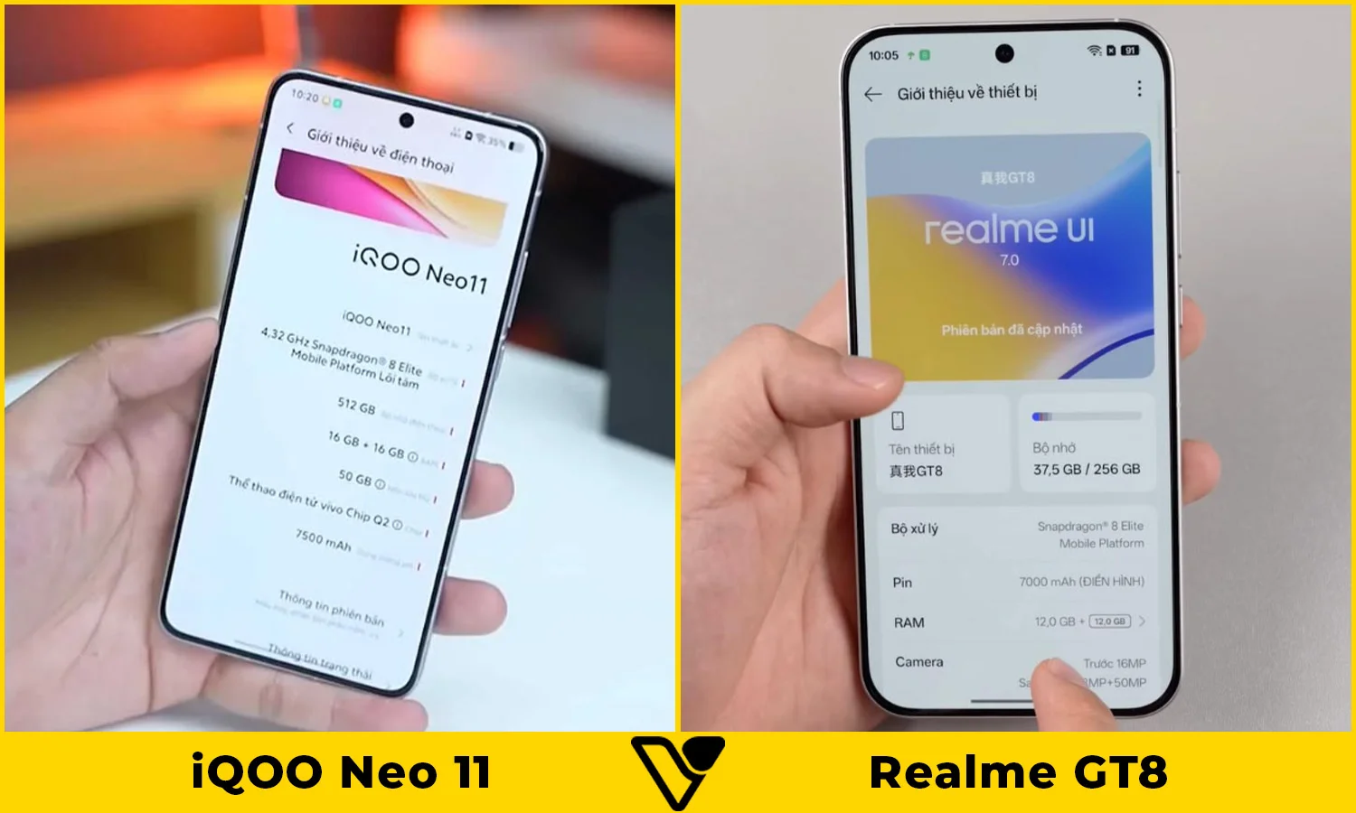 So sánh iQOO Neo 11 vs Realme GT8 màn hình