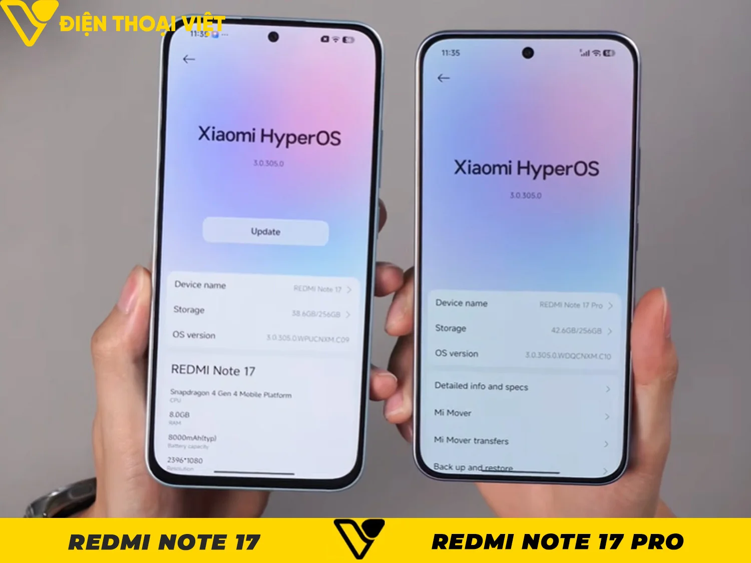 So sánh màn hình REDMI Note 17 Pro vs REDMI Note 17