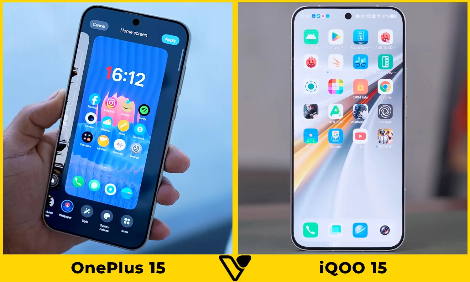 So sánh màn hình giữa OnePlus 15 và iQOO 15