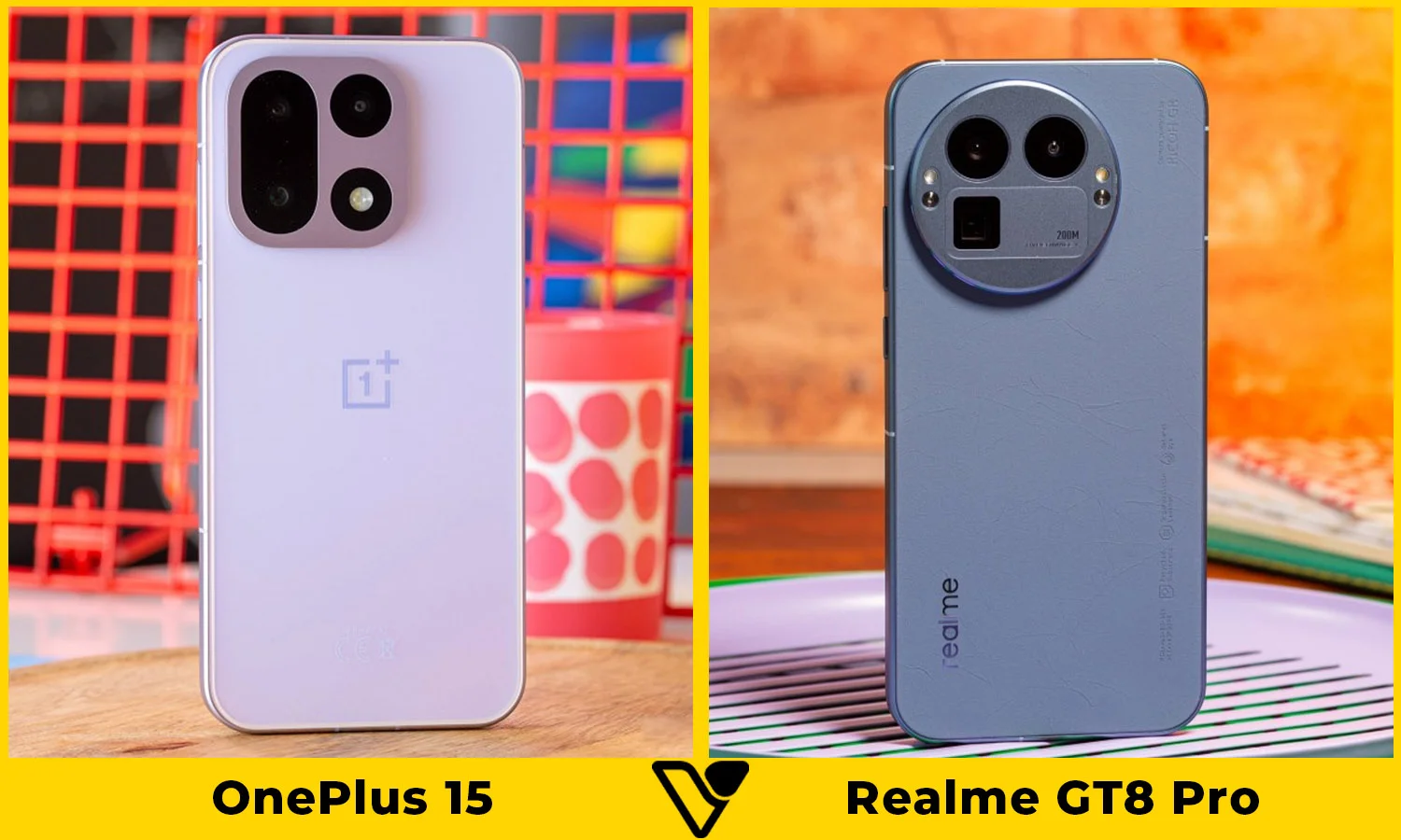 So sánh thiết kế giữa OnePlus 15 và Realme GT8 Pro