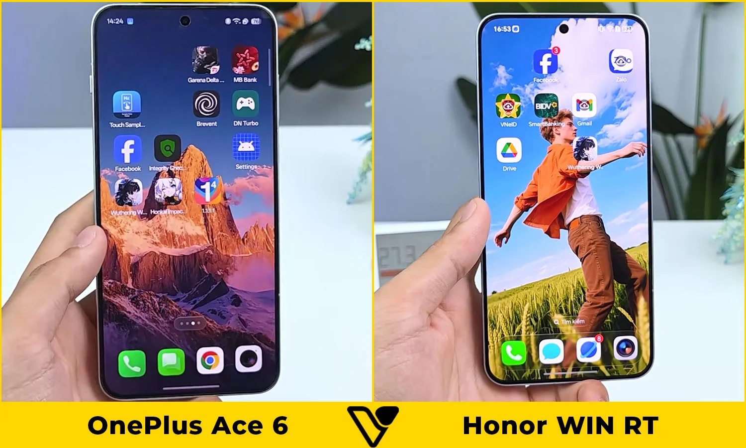 So sánh màn hình OnePlus Ace 6 vs Honor WIN RT