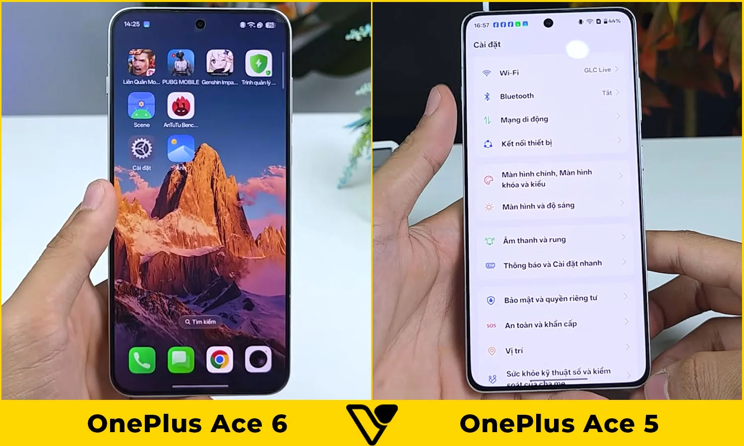 So sánh màn hình OnePlus Ace 6 vs OnePlus Ace 5
