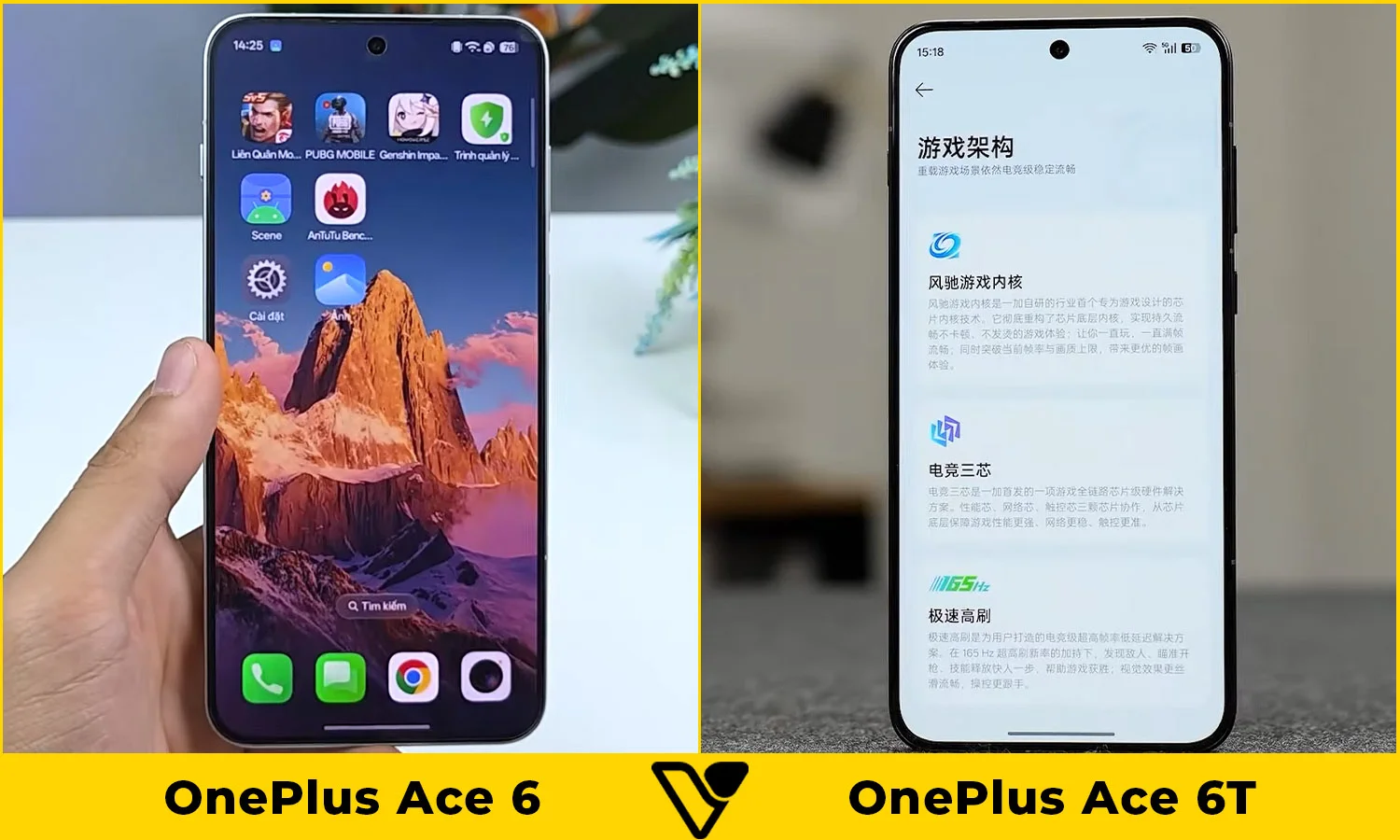 So sánh OnePlus Ace 6 vs OnePlus Ace 6T màn hình