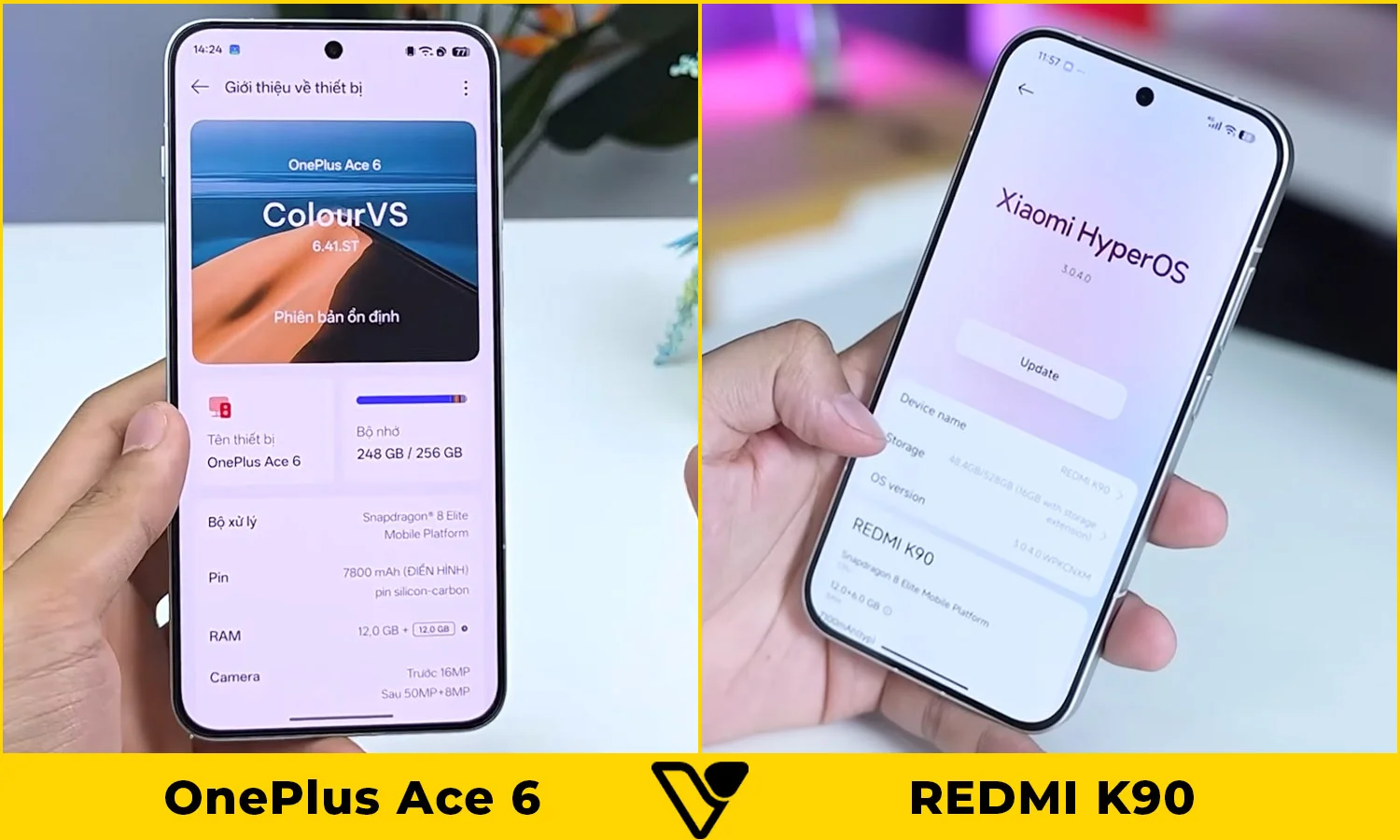 So sánh màn hình OnePlus Ace 6 vs REDMI K90