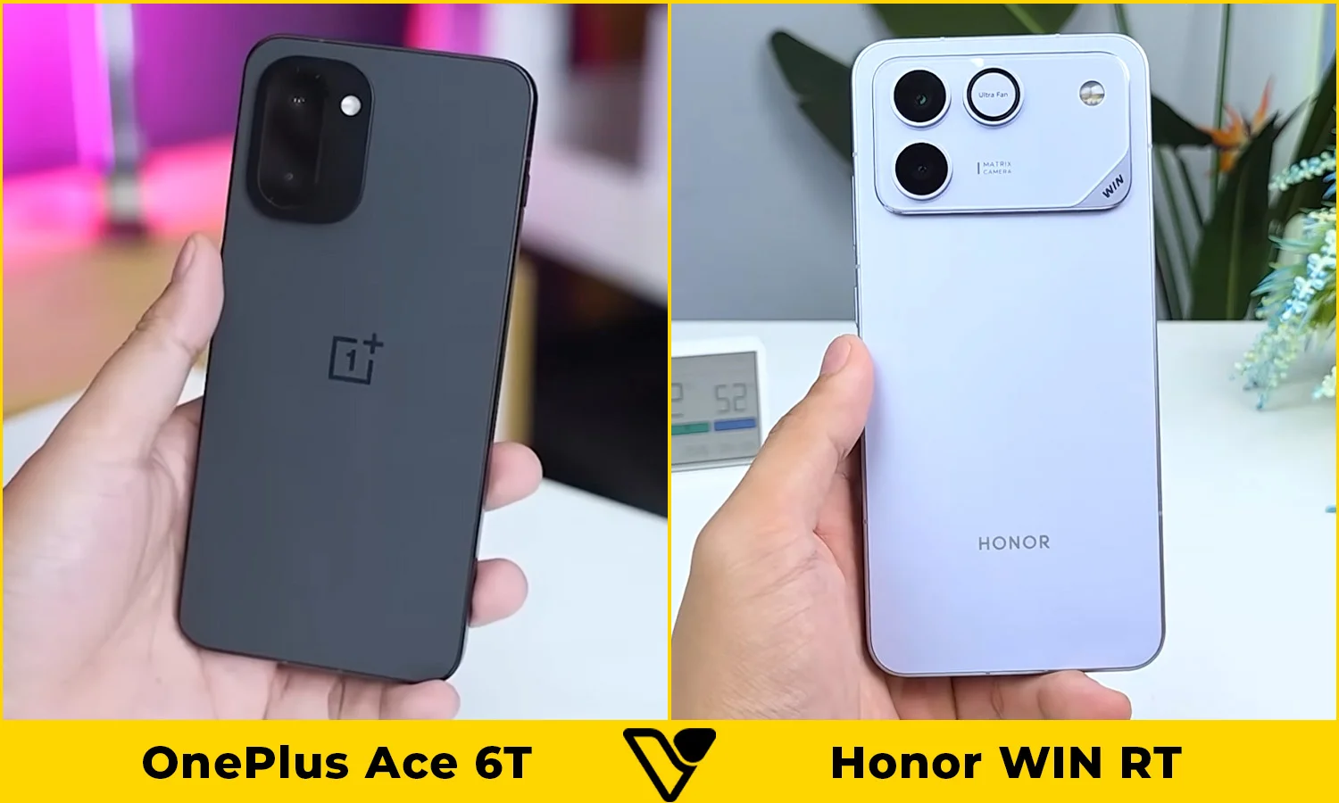 So sánh thiết kế trên OnePlus Ace 6T và Honor WIN RT