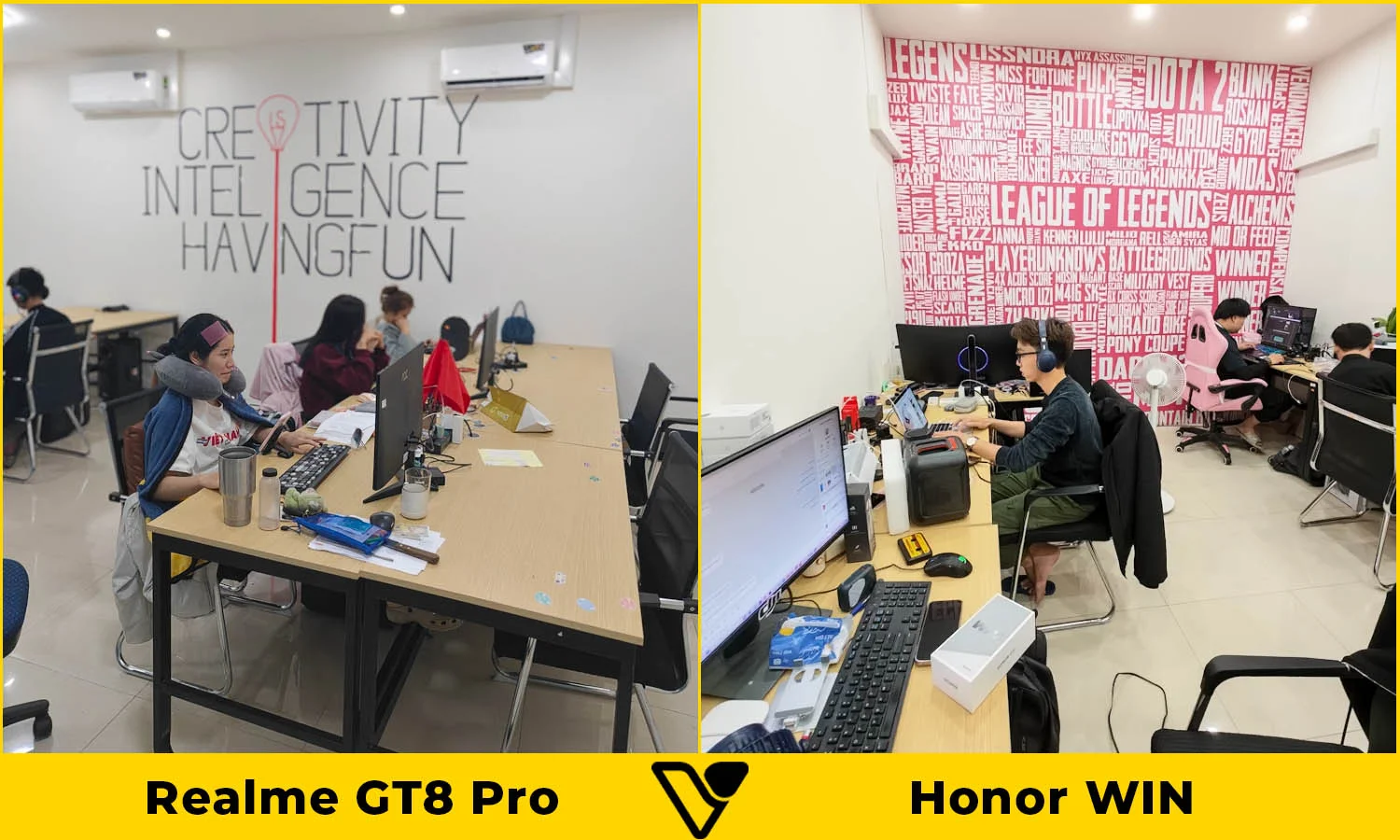 So sánh ảnh chụp trong phòng Realme GT8 Pro vs Honor WIN