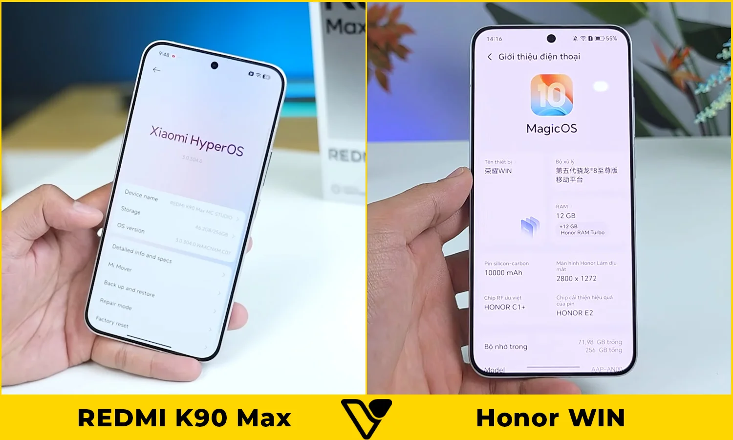So sánh màn hình REDMI K90 Max vs Honor WIN