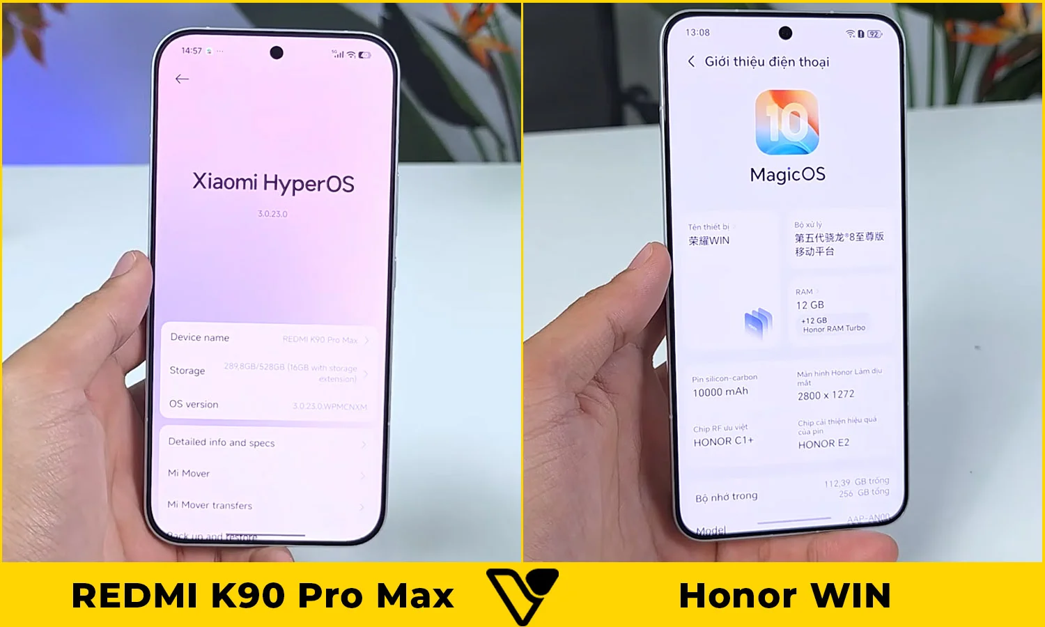 So sánh màn hình REDMI K90 Pro Max vs Honor WIN
