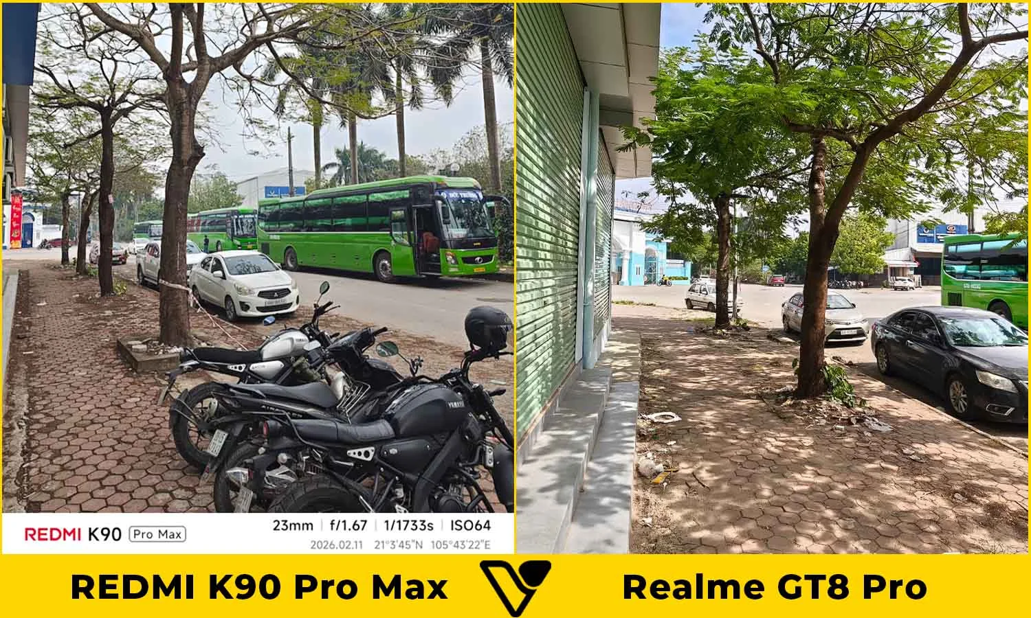So sánh ảnh chụp góc rộng REDMI K90 Pro Max vs Realme GT8 Pro