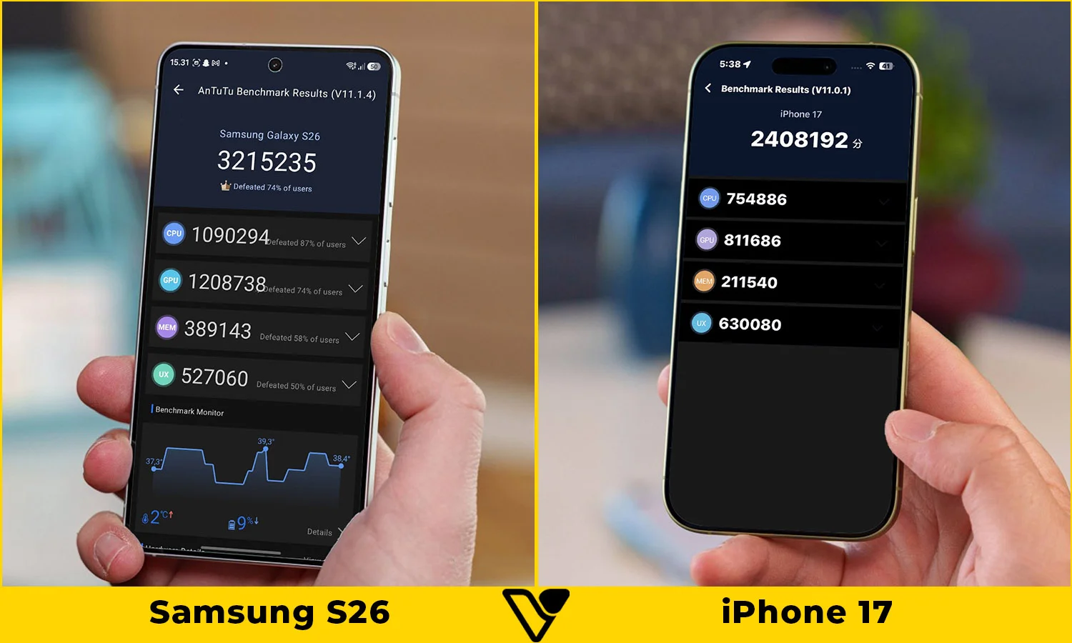 So sánh Samsung S26 vs iPhone 17: Hiệu năng