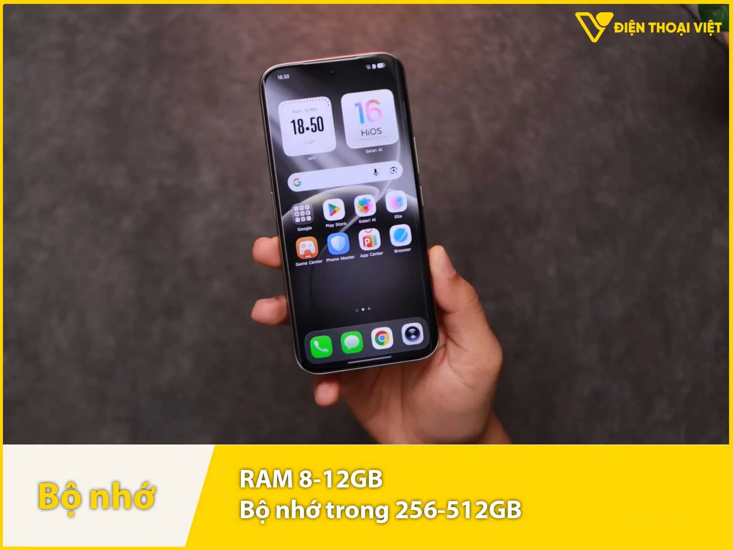 RAM 8-12GB & bộ nhớ trong 256-512GB