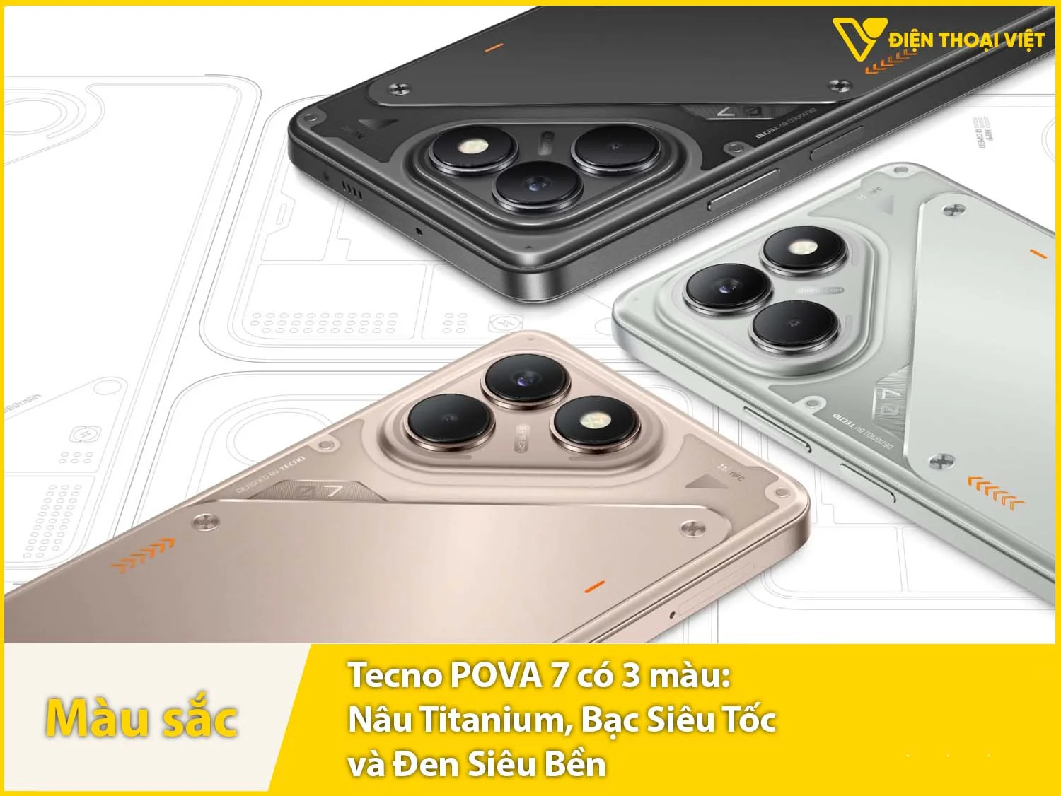 Tecno POVA 7 có 3 màu sắc