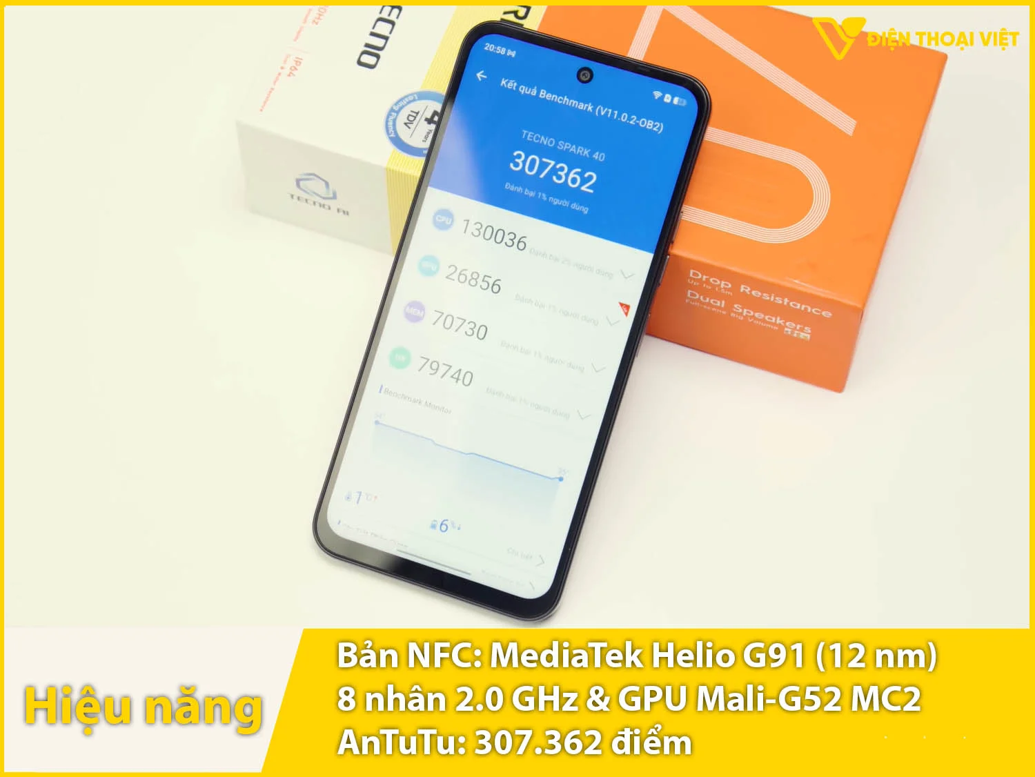 Hiệu năng mượt mà với 307.362 điểm AnTuTu