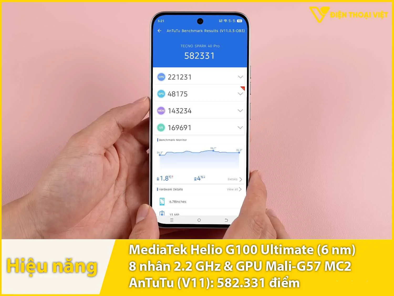 Helio G100 Ultimate - 582.331 điểm AnTuTu