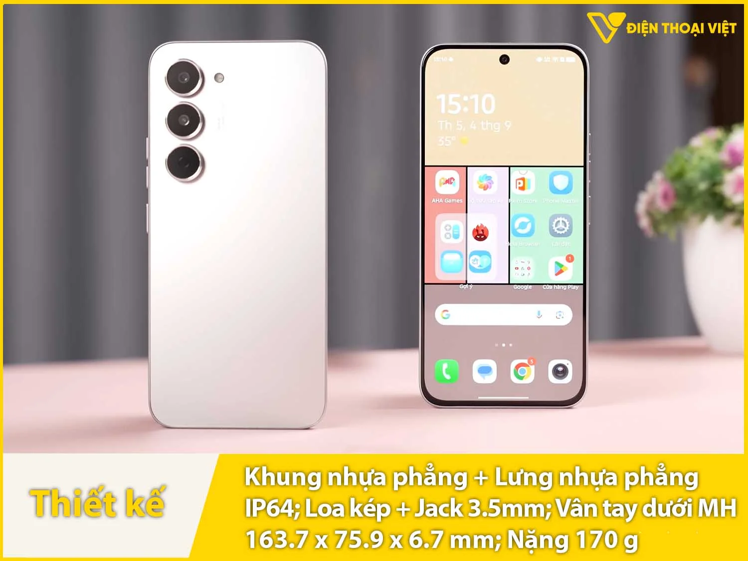 Thiết kế vuông vức & Khung nhựa, mặt lưng nhựa