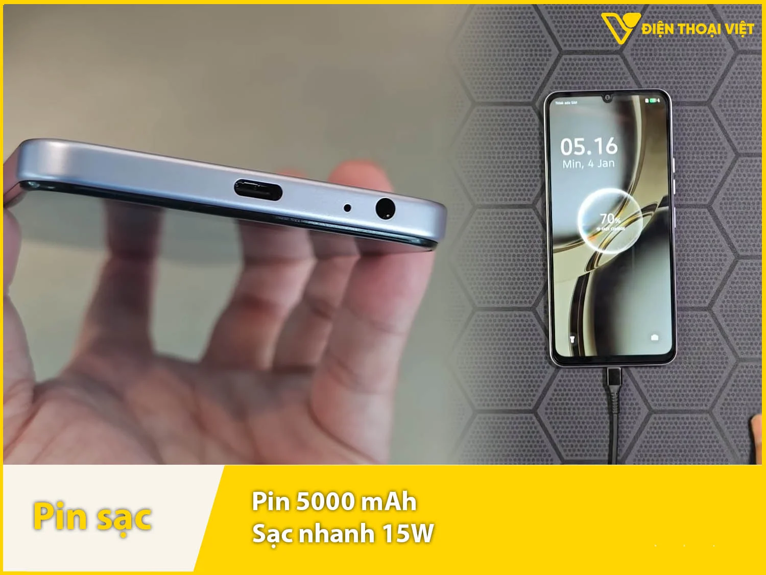 Pin 5000mAh & Sạc nhanh 15W