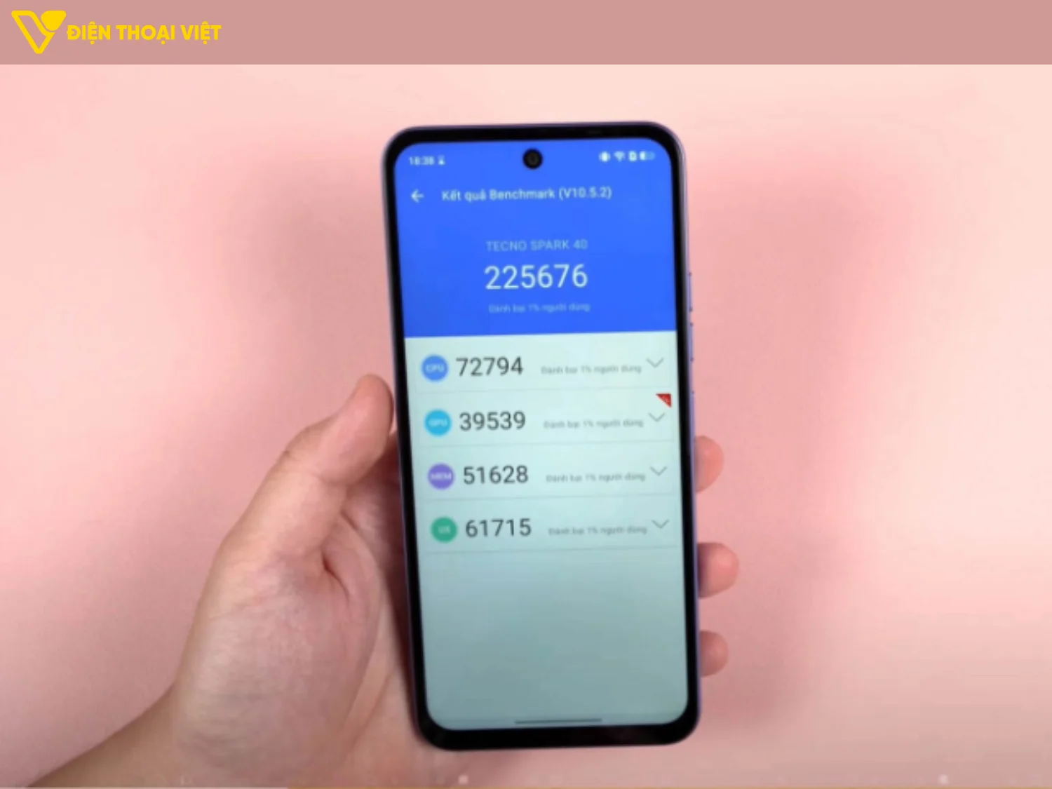Tecno Spark 40 AnTuTu đạt 225.676 điểm