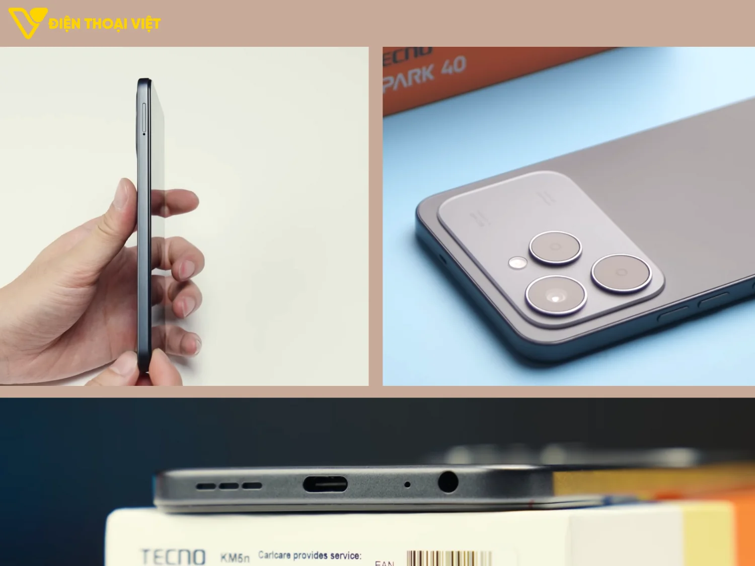 Các cạnh góc điện thoại Tecno Spark 40