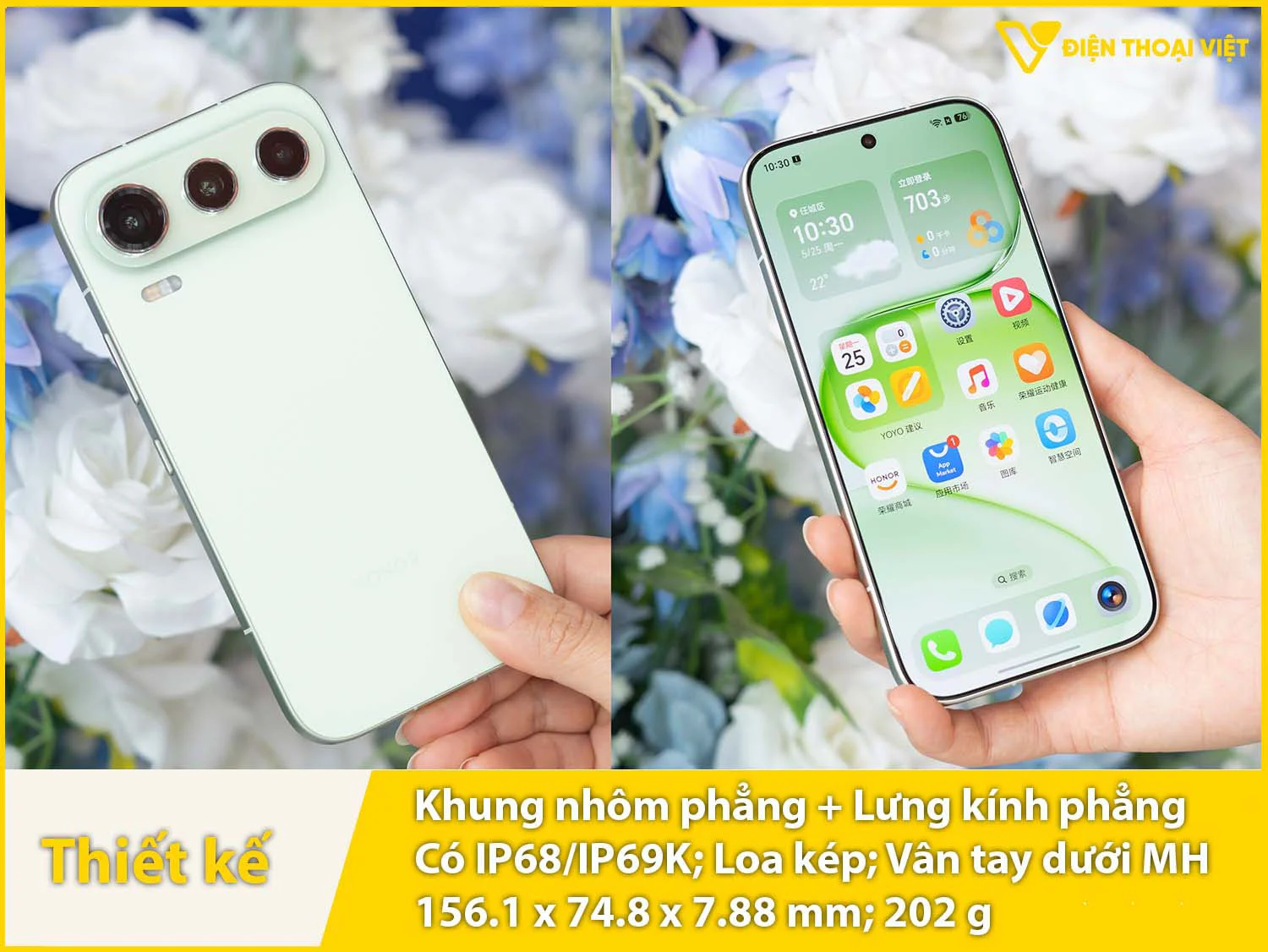 Ngoại hình vuông vức & Khung nhôm, lưng kính phẳng