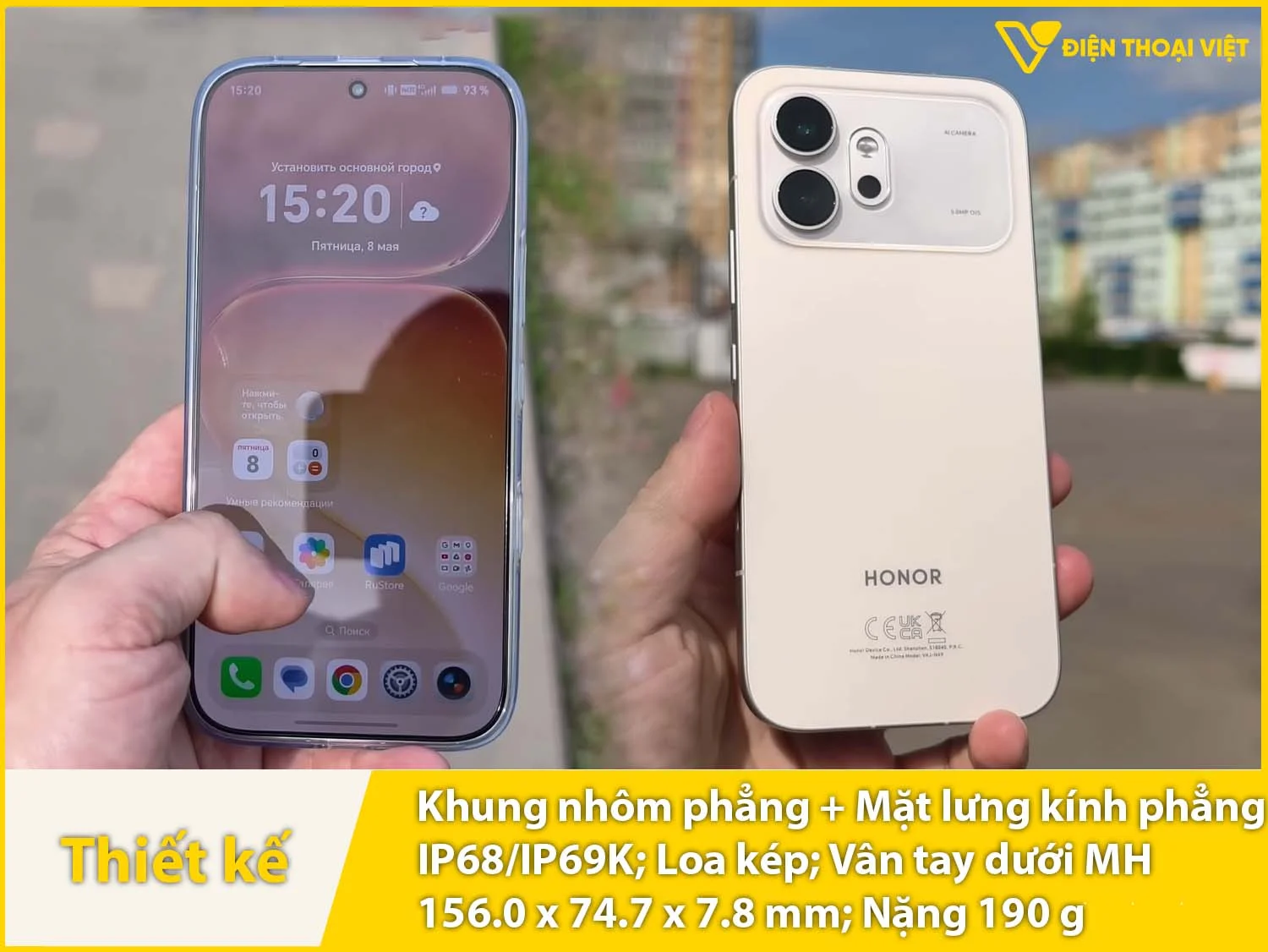 Thiết kế vuông vức & Khung nhôm, 2 mặt kính