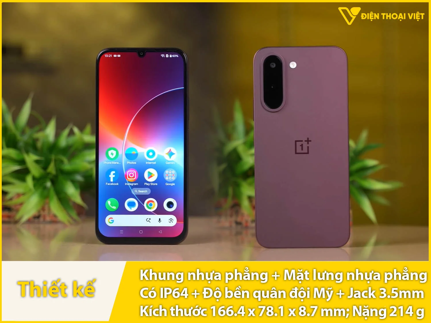 Ngoại hình vuông vức & Khung và mặt lưng nhựa & Siều bền chuẩn Quân đội Mỹ
