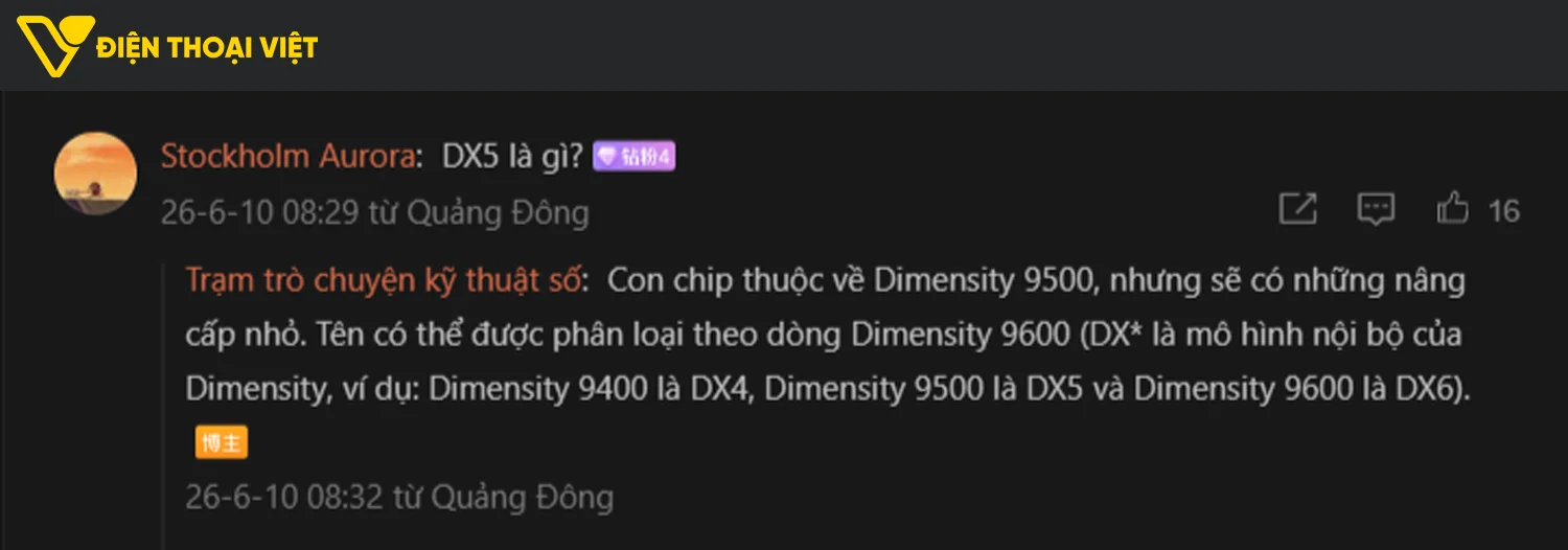 Chip Dimensity 9500 được cải tiến