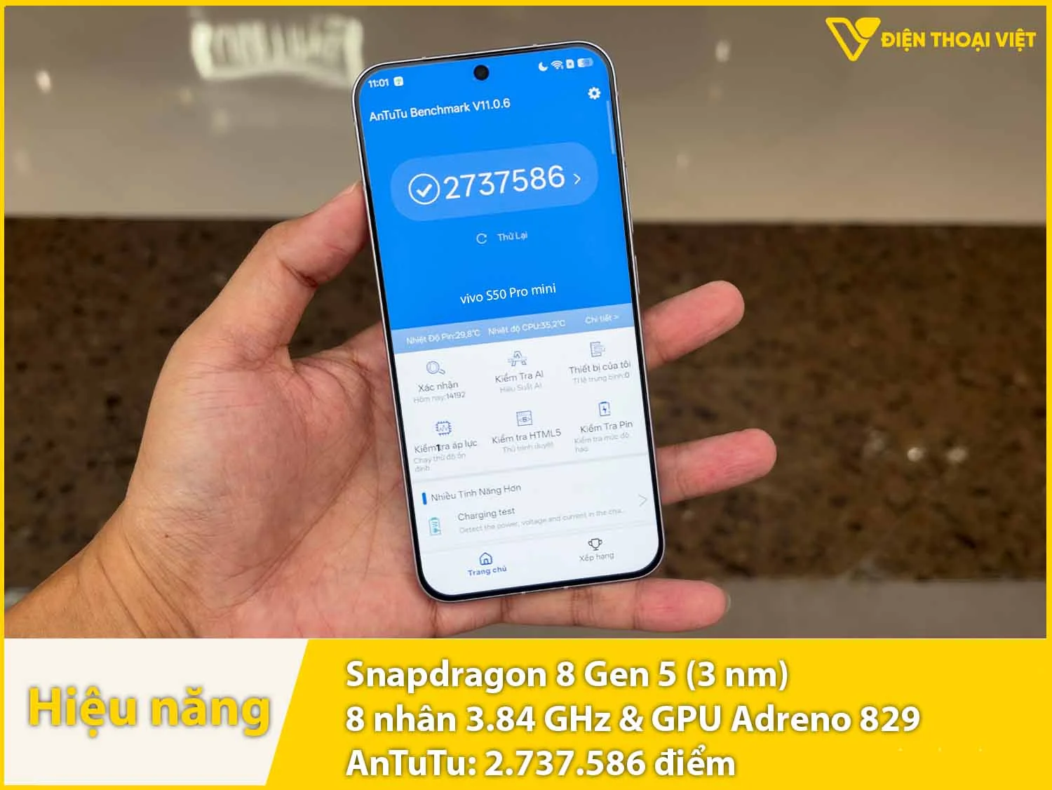 Hiệu năng siêu mạnh mẽ với 2.737.586 điểm AnTuTu