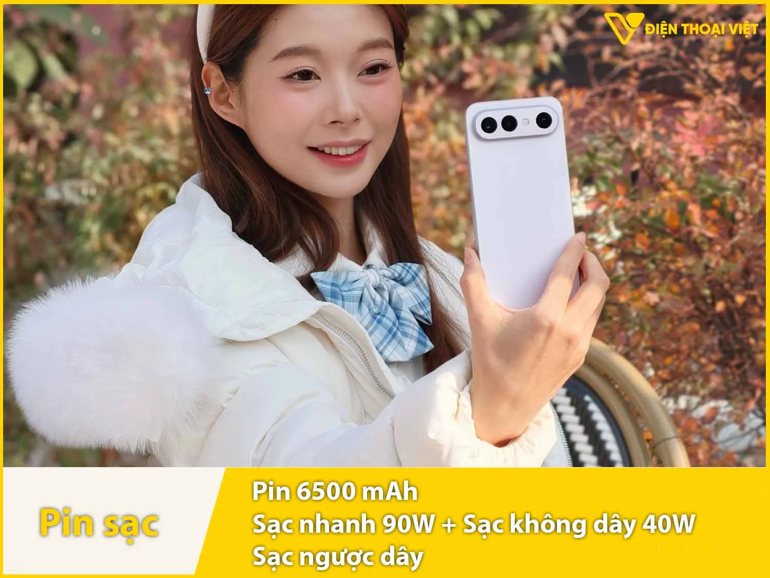 Pin trâu 6500mAh & Sạc cực nhanh 90W, không dây 40W