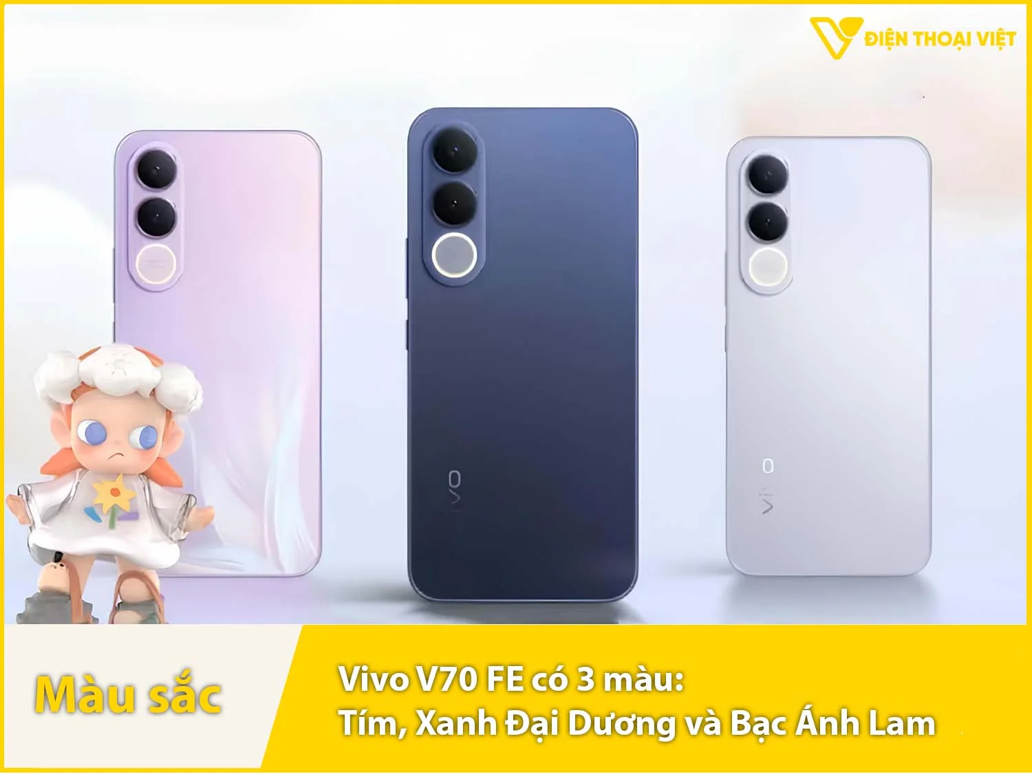 Vivo V70 FE cung cấp tất cả 3 màu sắc