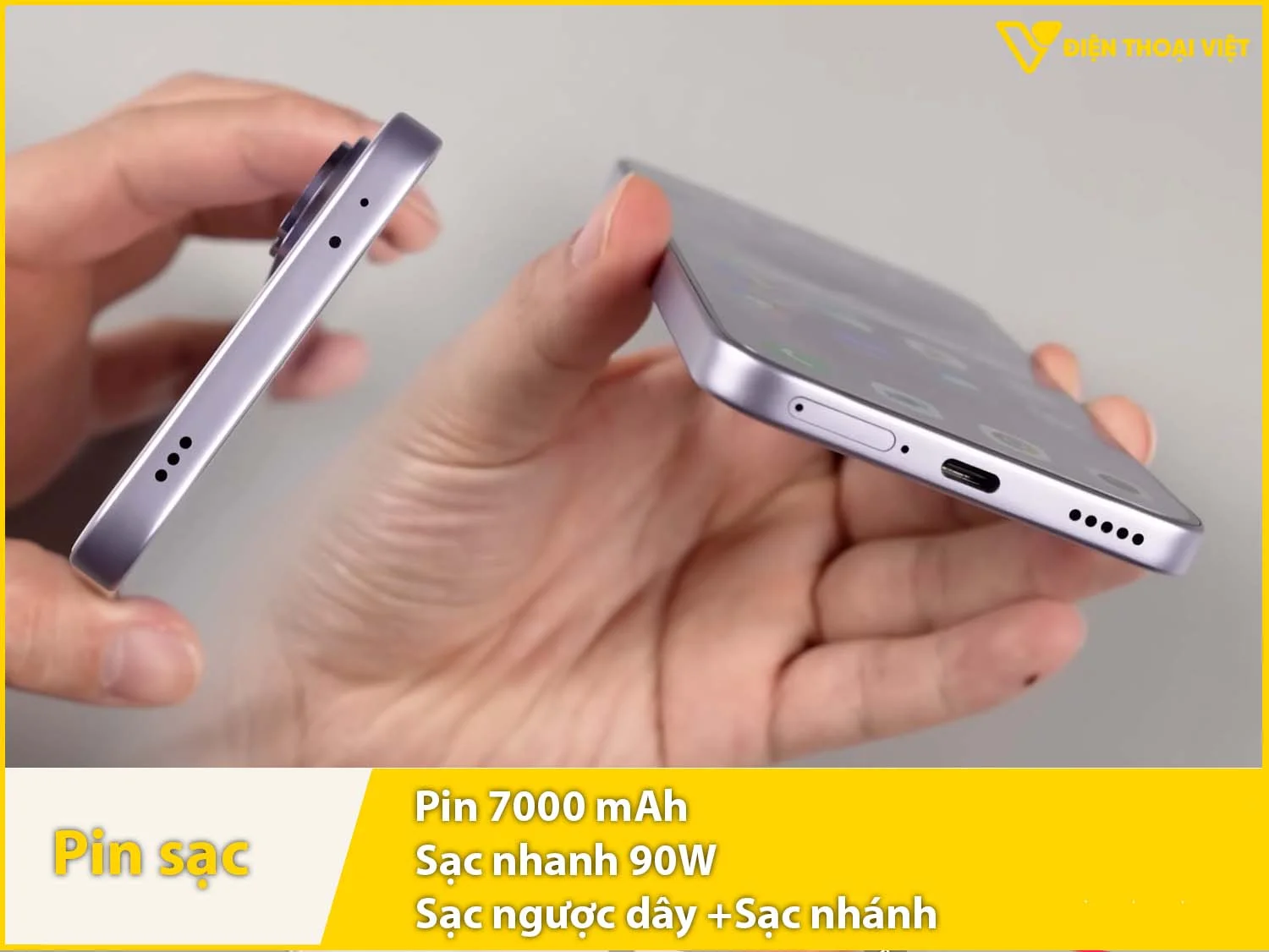 Pin 7000mAh - Dùng thoải mái 1-1,5 ngày & Sạc nhanh 90W