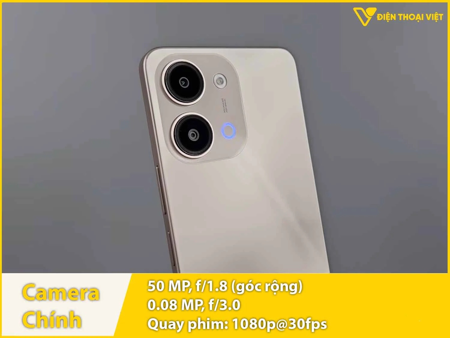 Camera sau 50MP + Phụ 0.08MP & Quay video 1080p