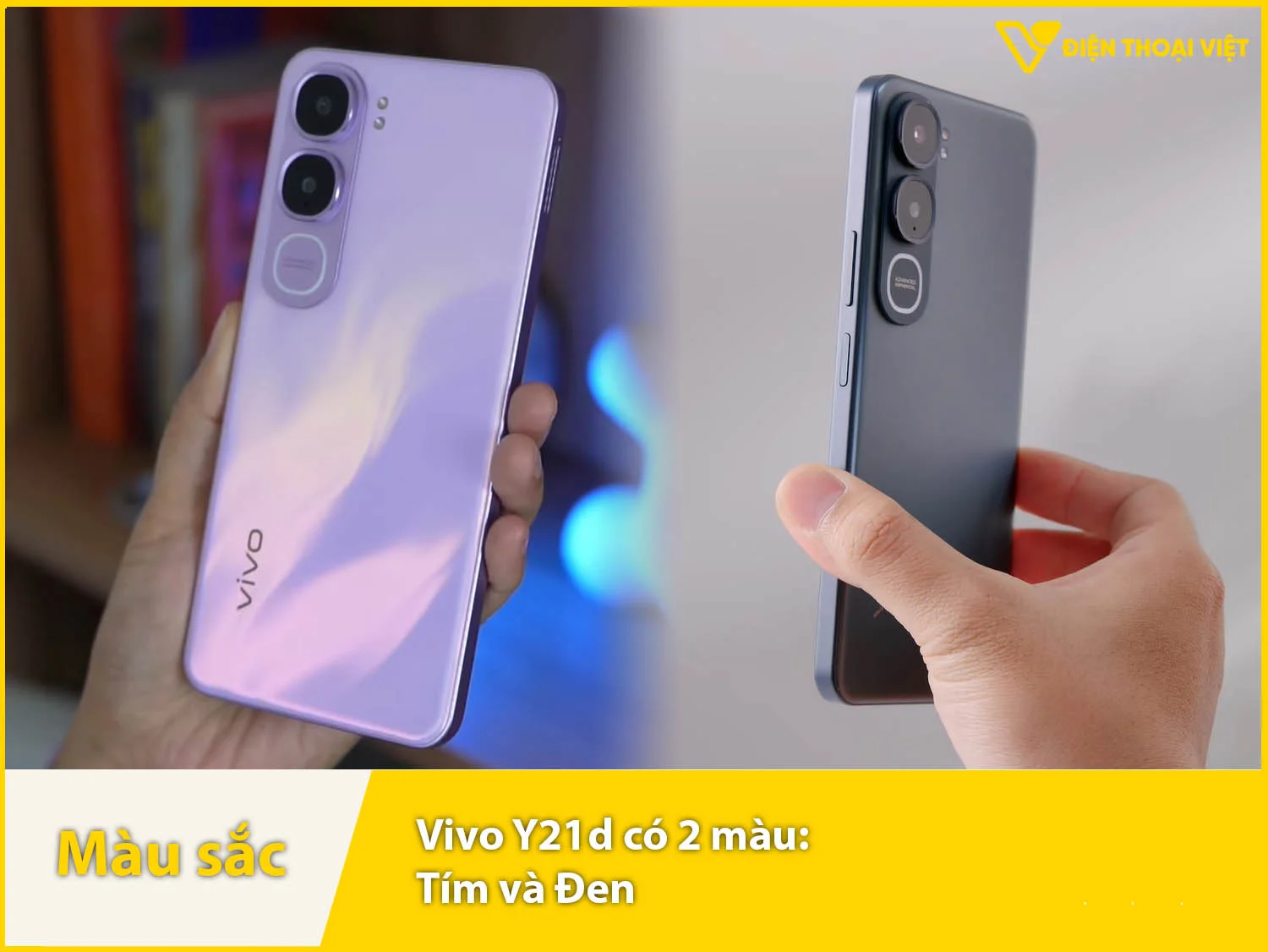 Vivo Y21d có 2 màu Tím và Đen