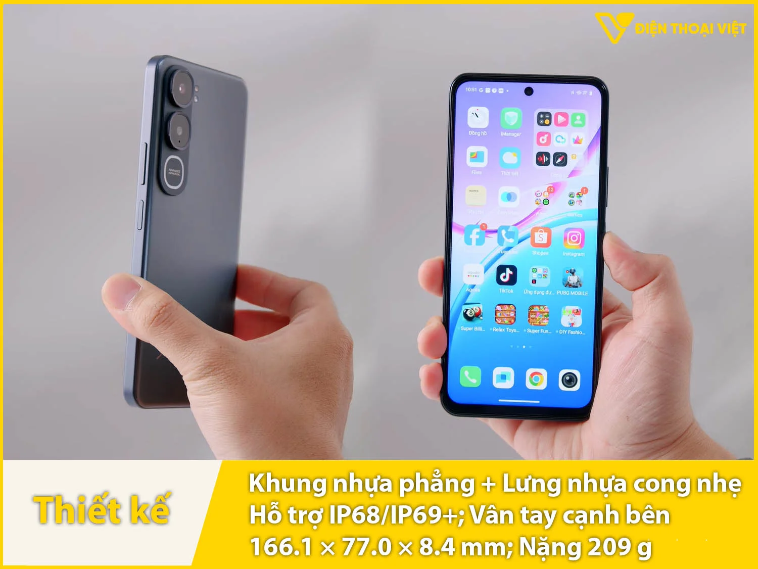 Thiết kế bền bỉ, có IP68/IP69+ chống nước toàn diện