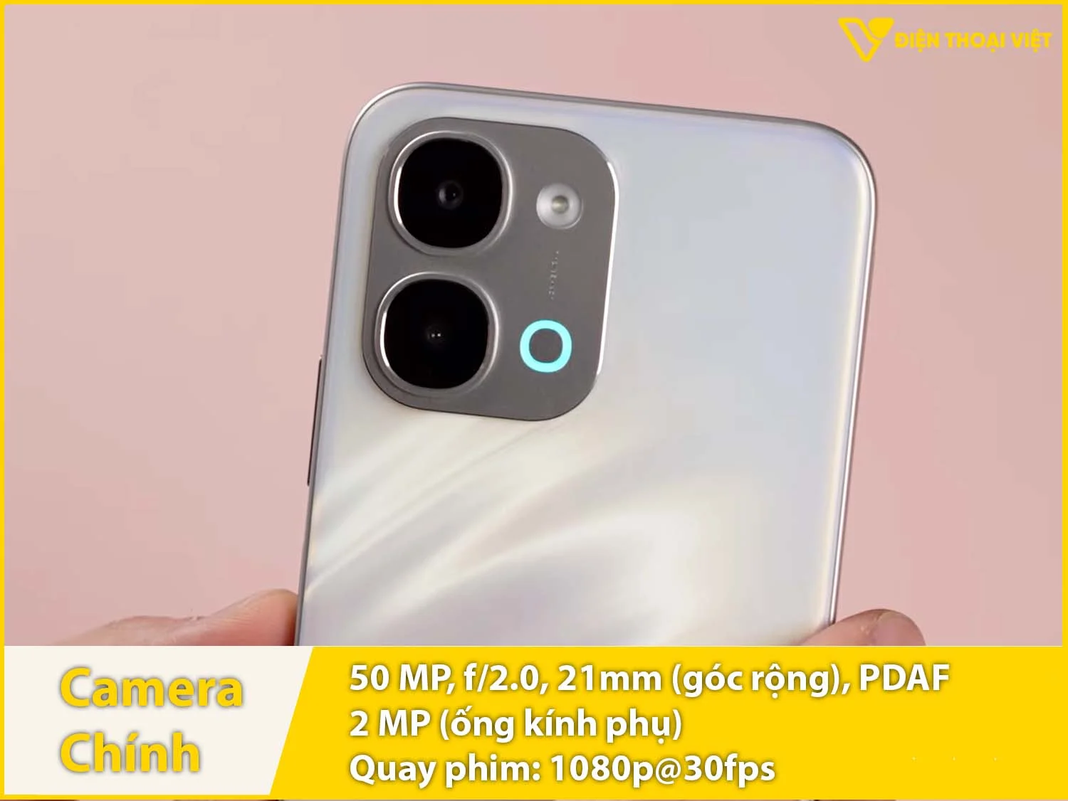 Camera sau 50MP + Ống kính phụ 2MP & Quay phim 1080p