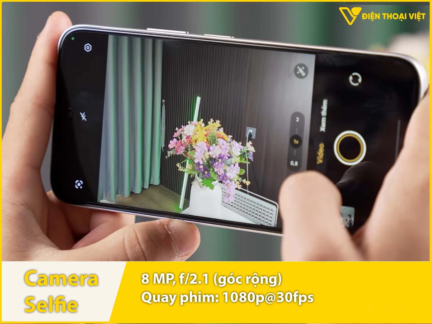 Camera selfie 8MP & quay video 1080p