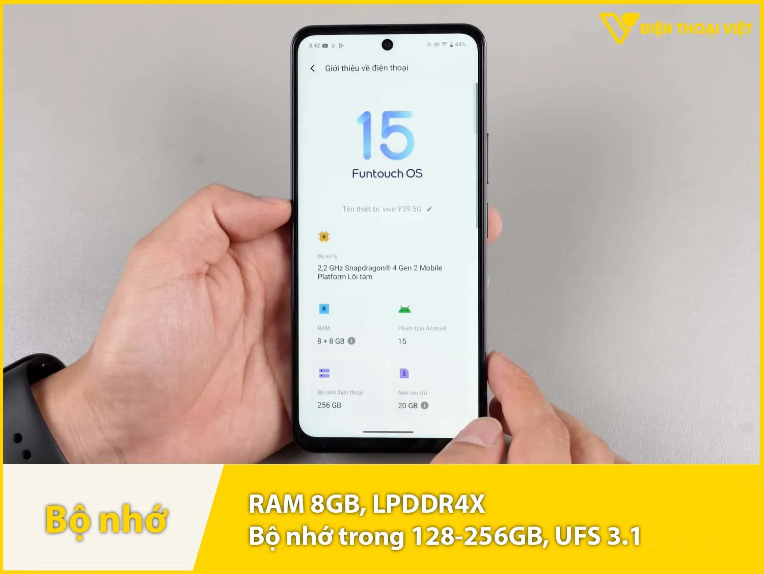 Vivo Y39 5G có RAM 8GB & Bộ nhớ trong 128-256GB