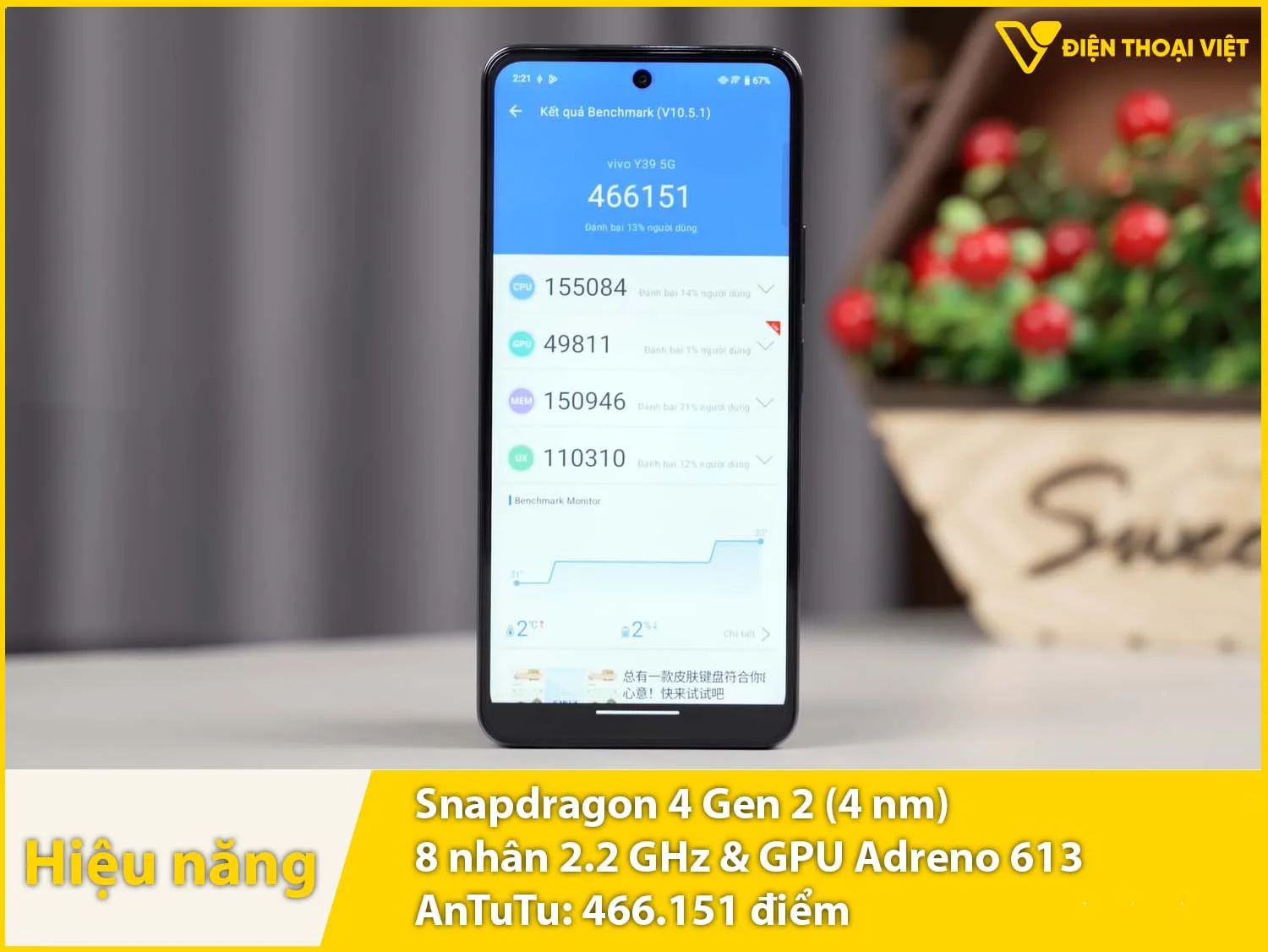 Hiệu năng mượt mà với 446.151 điểm AnTuTu có 5G tốc độ cao