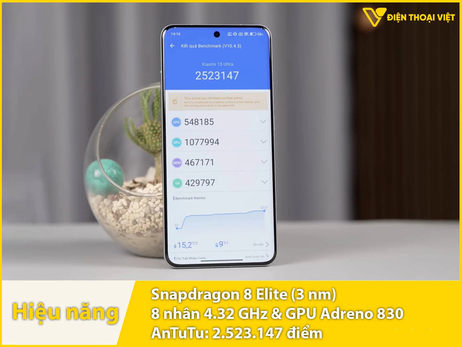 Hiệu năng siêu mạnh mẽ với 2.523.147 điểm AnTuTu