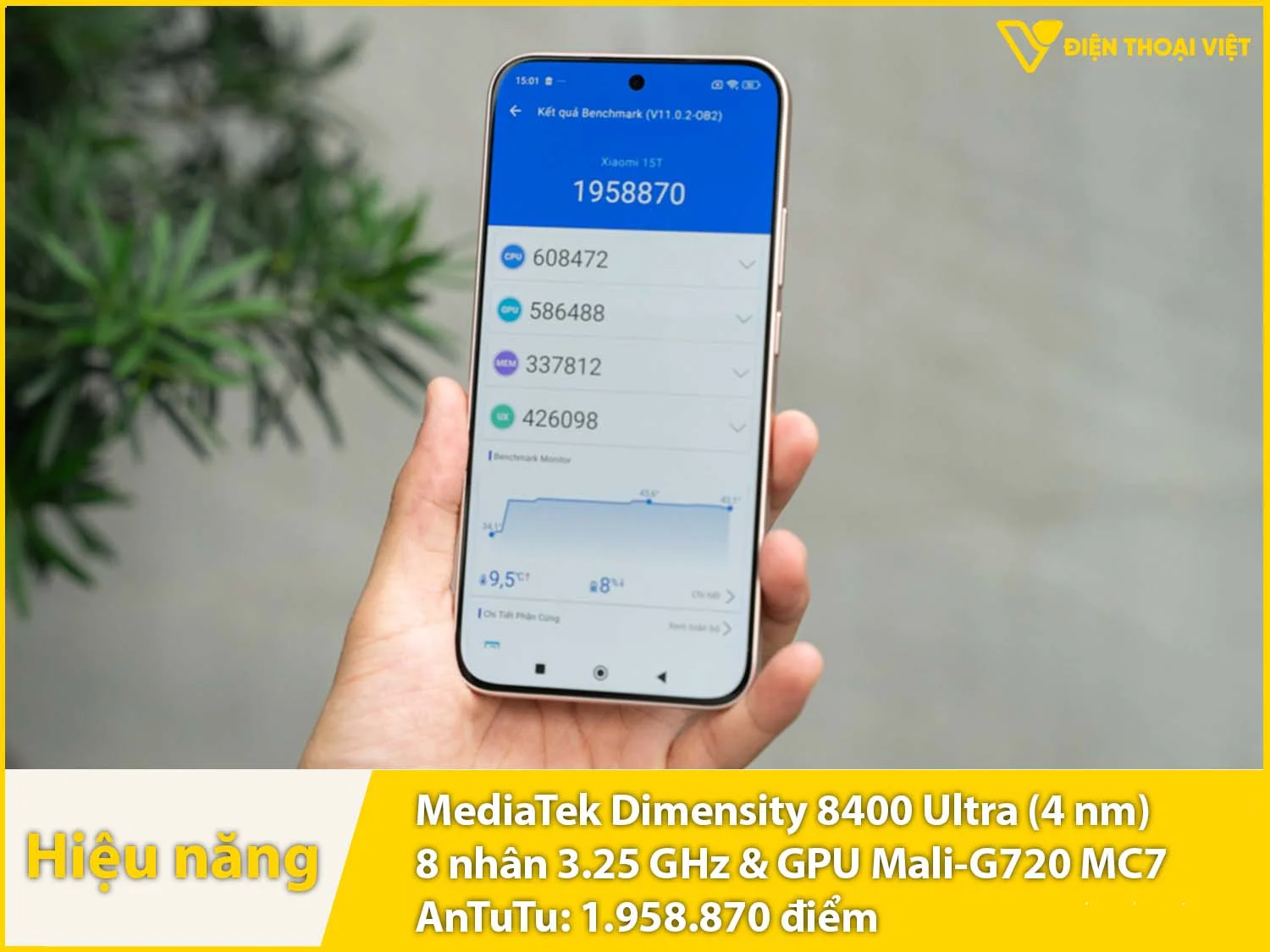 Hiệu năng cực kỳ mạnh mẽ với 1.958.870 điểm AnTuTu