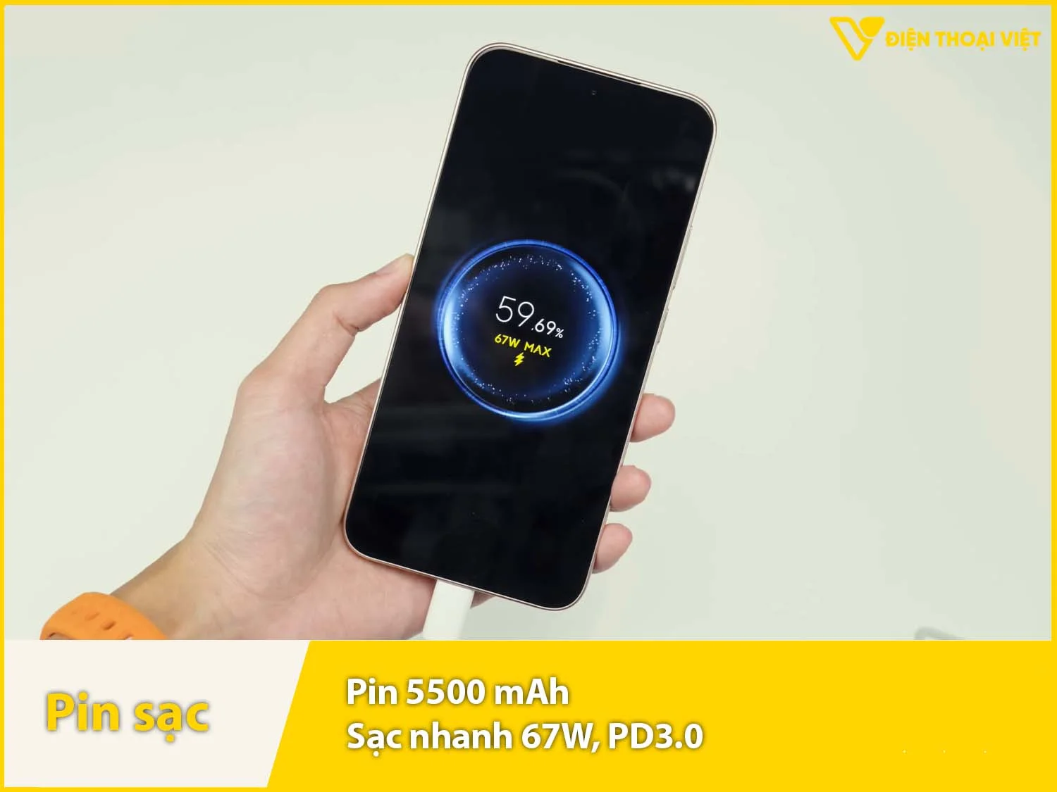 Pin 5500mAh sử dụng cả ngày & sạc 67W tốc độ cao