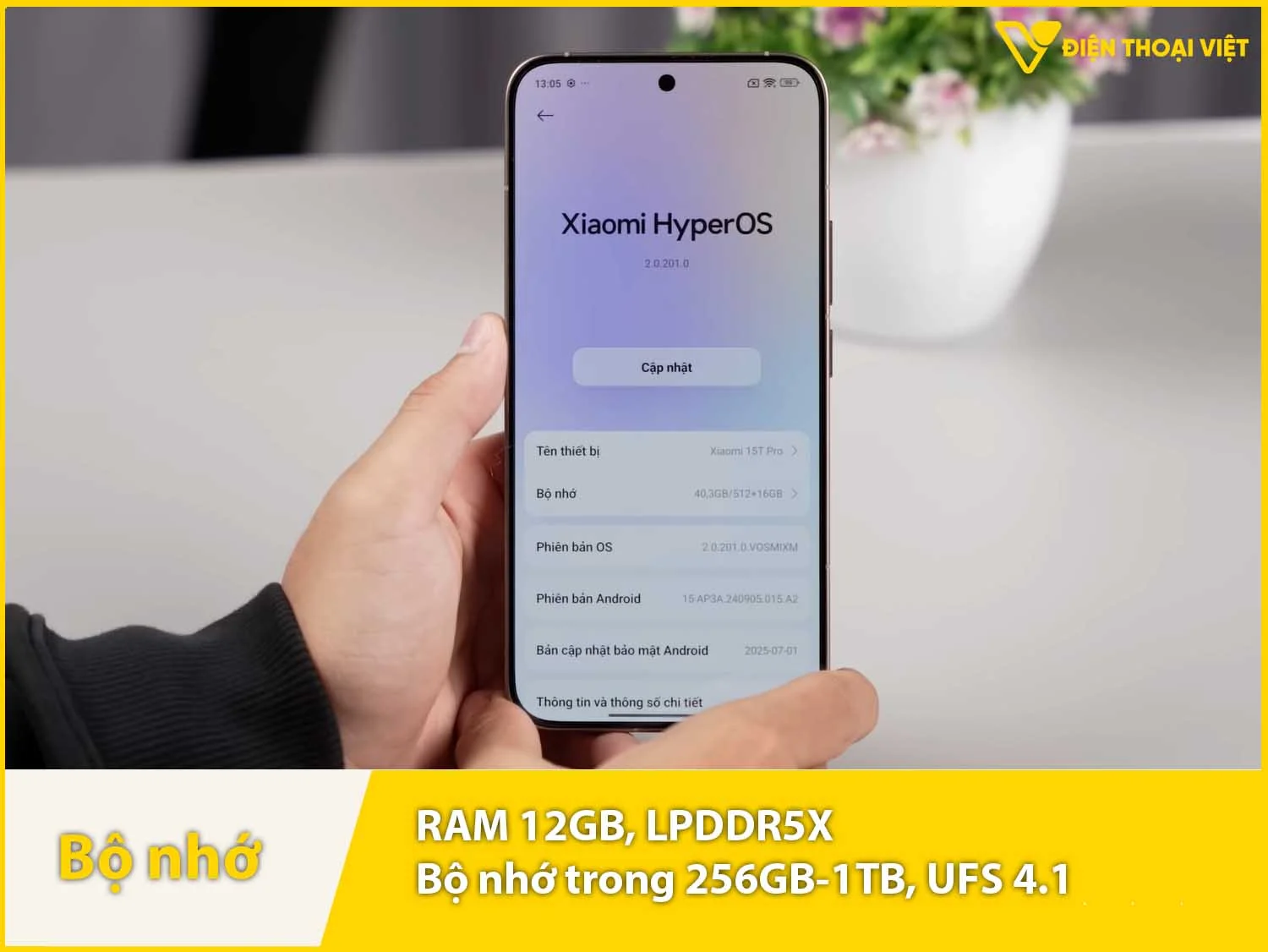 Xiaomi 15T Pro có RAM 12GB & Bộ nhớ trong 256GB-1TB