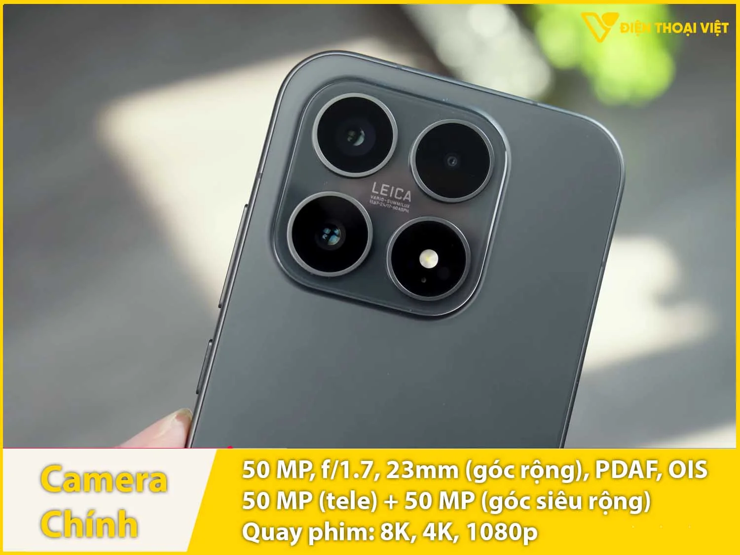 Camera sau 50MP + Tele 50MP + Góc siêu rộng 50MP & Quay video 8K