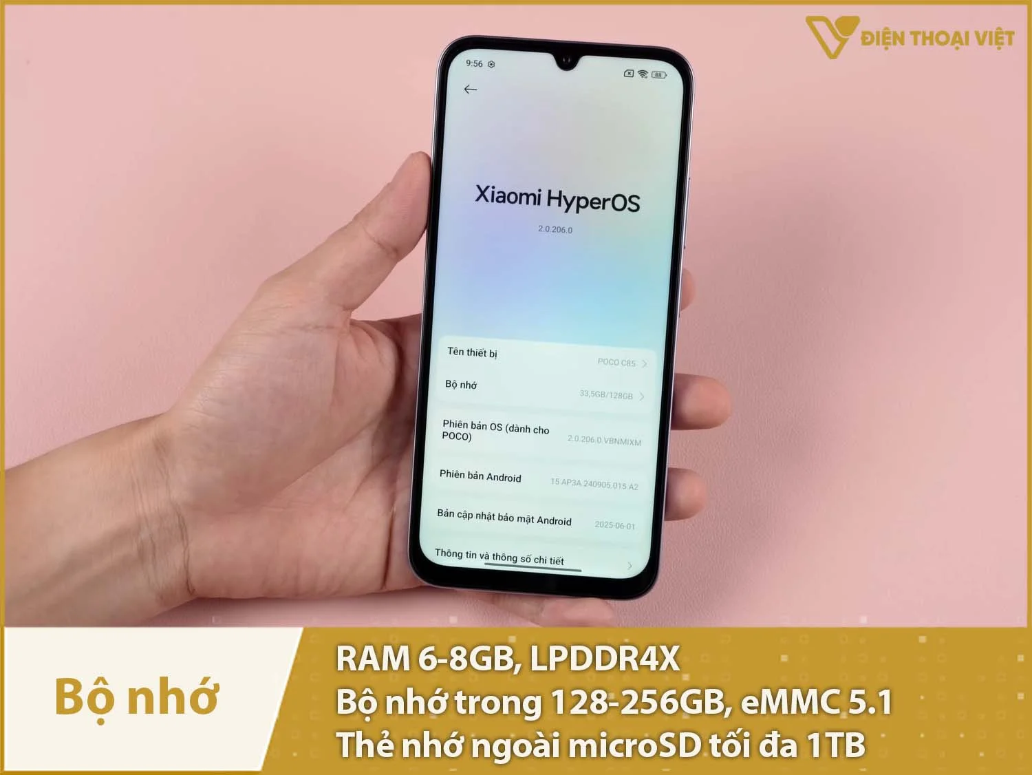 POCO C85 có RAM 6-8GB & Bộ nhớ trong 128-265GB