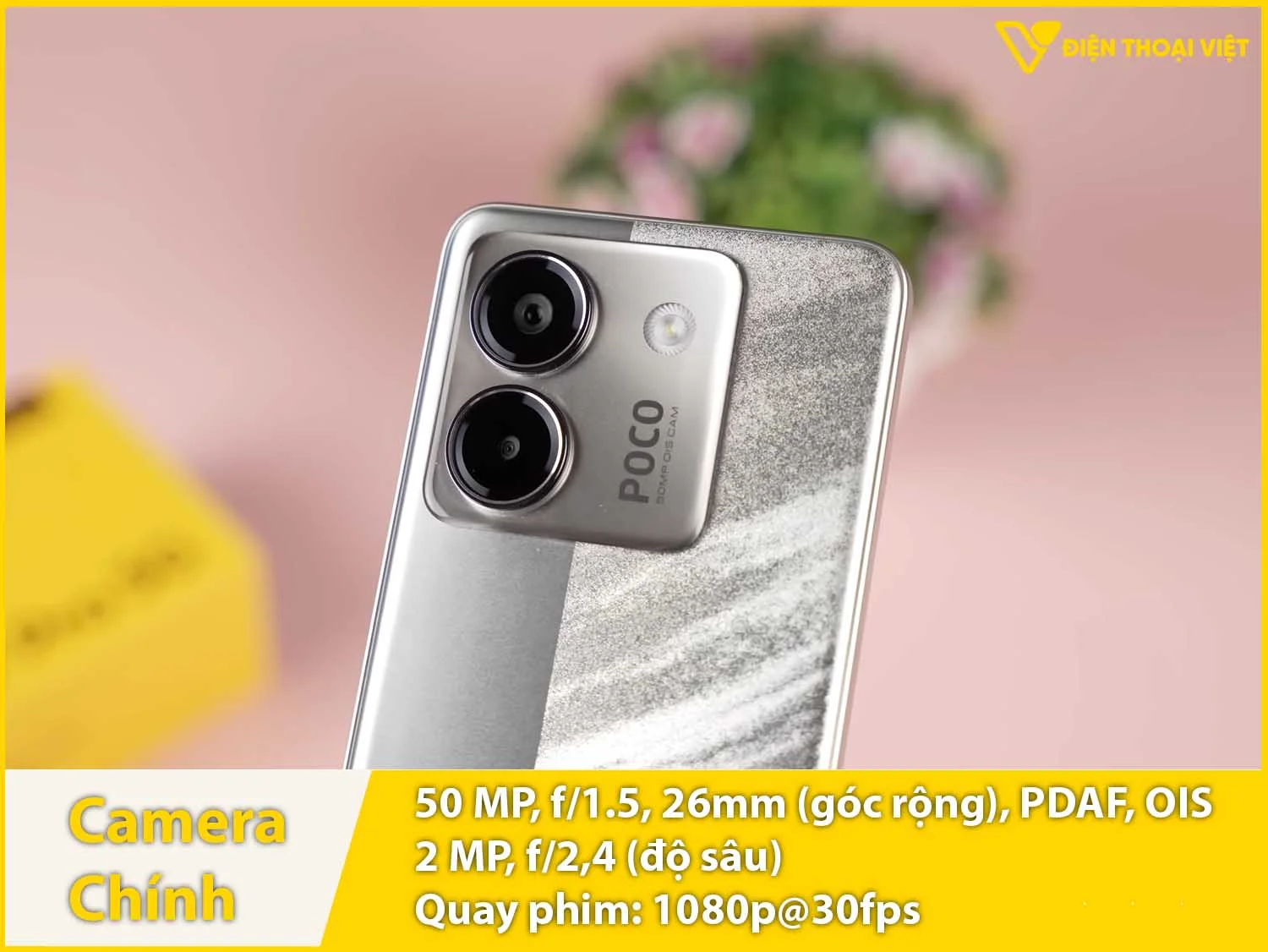 Camera sau 50MP + Phụ 2MP& Quay video 1080p