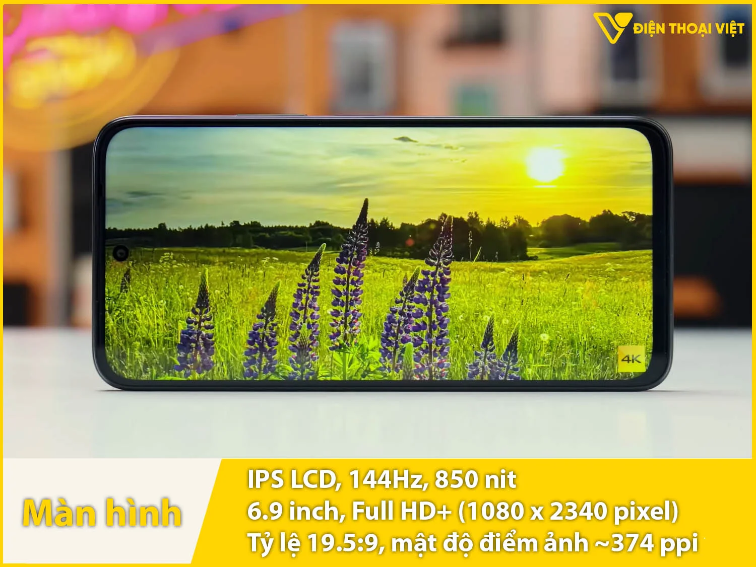 Màn hình 6,9 inch LCD 144Hz Full HD+, độ sáng 800 nit